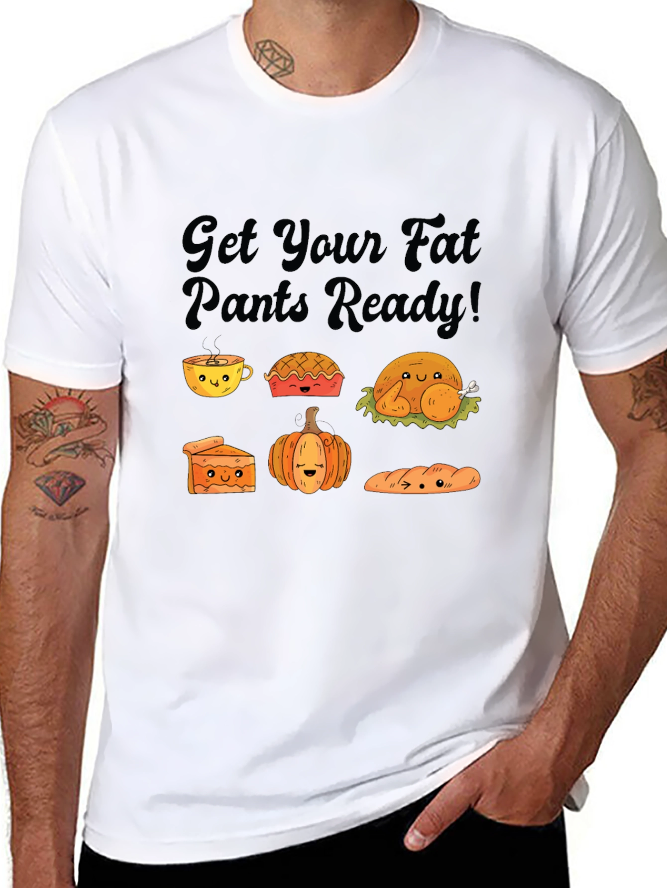 Thanksgiving Fat Pants Ready Black T-Shirt