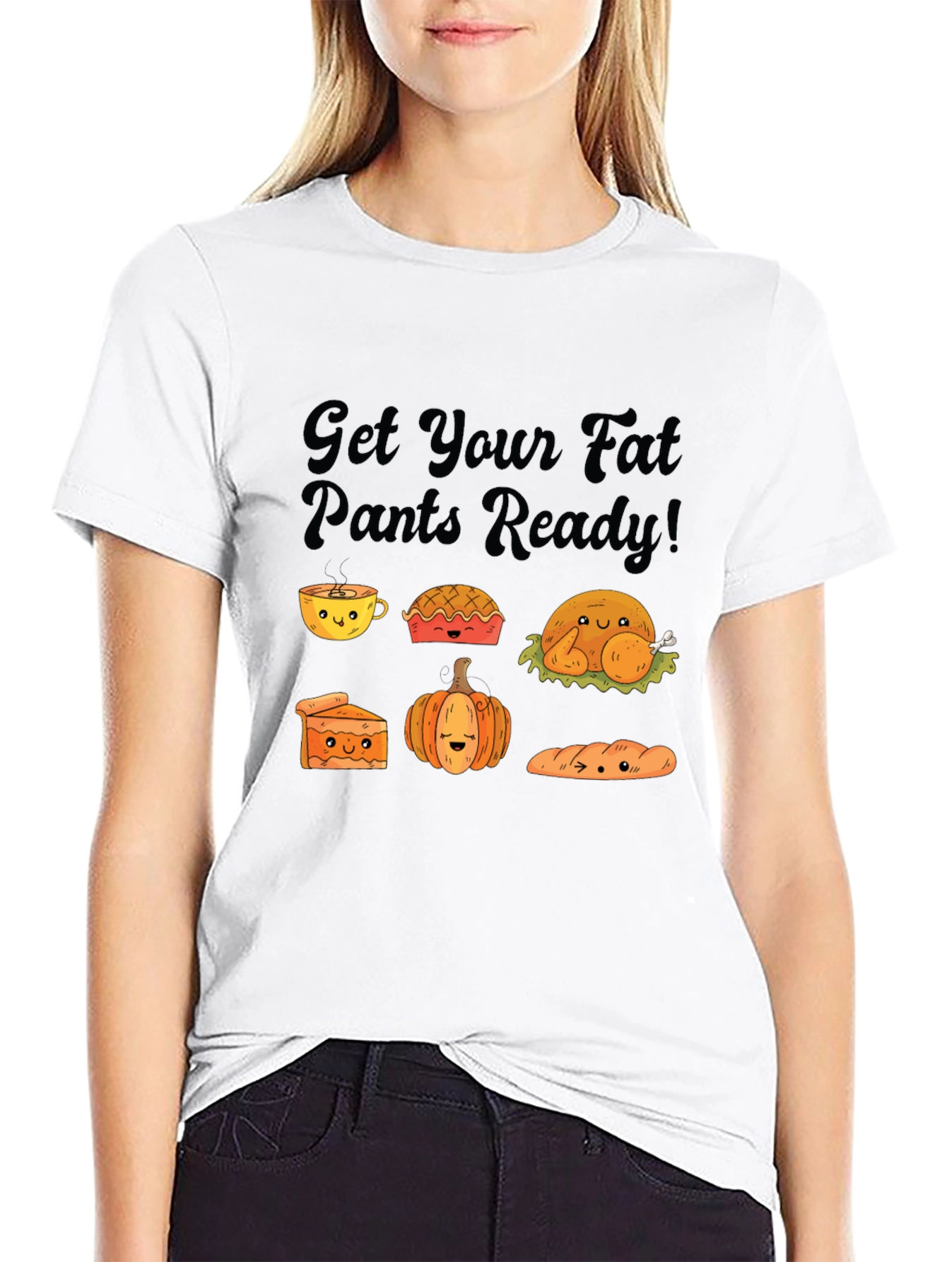 Thanksgiving Fat Pants Ready Black T-Shirt