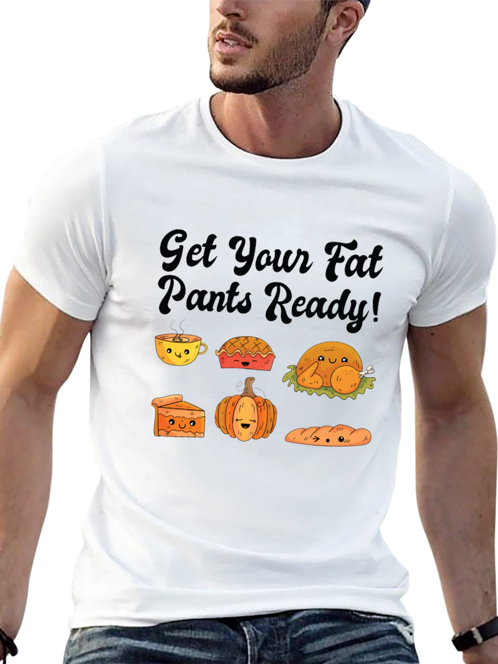 Thanksgiving Fat Pants Ready Black T-Shirt