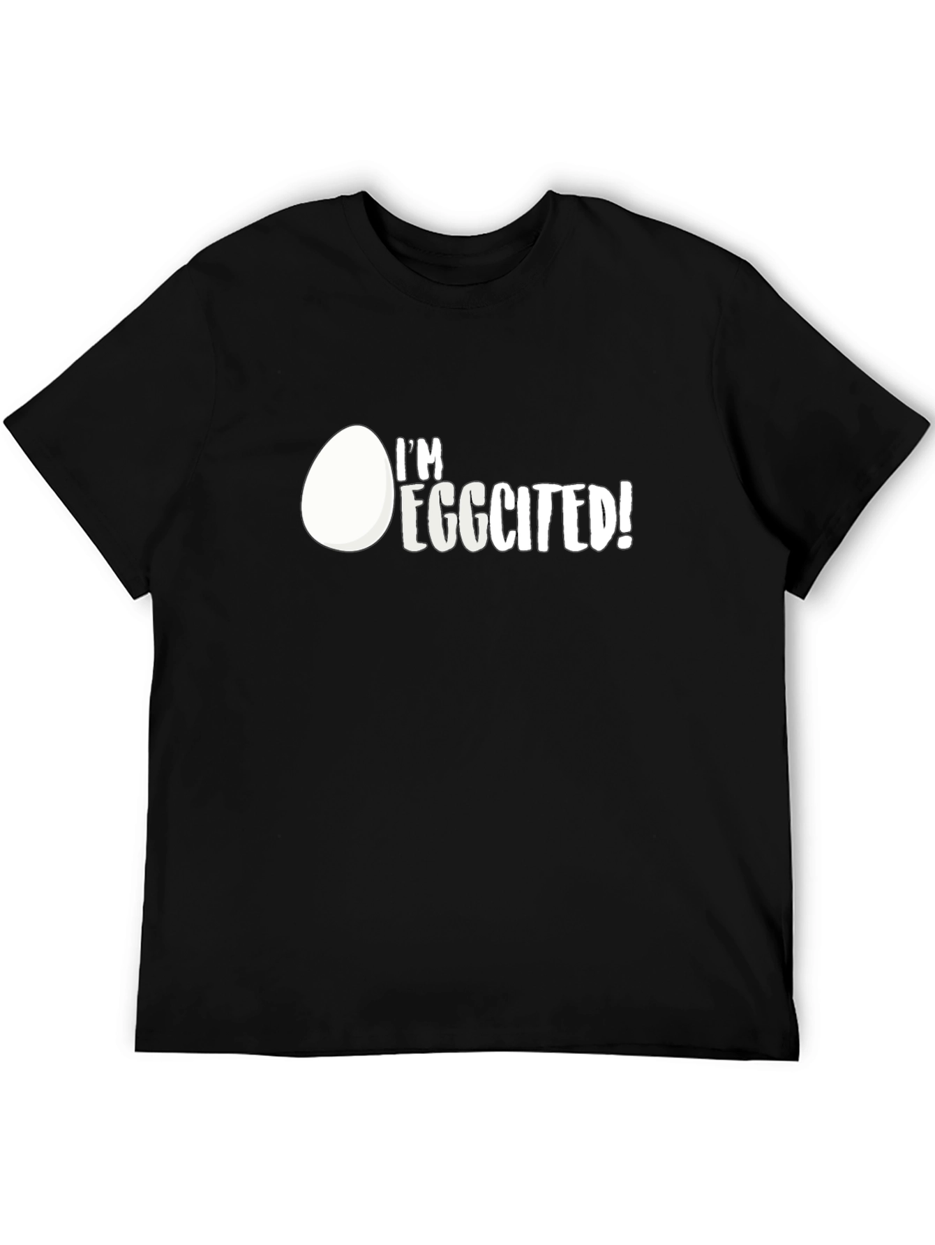 Im Eggcited! Graphic Print Black T-Shirt
