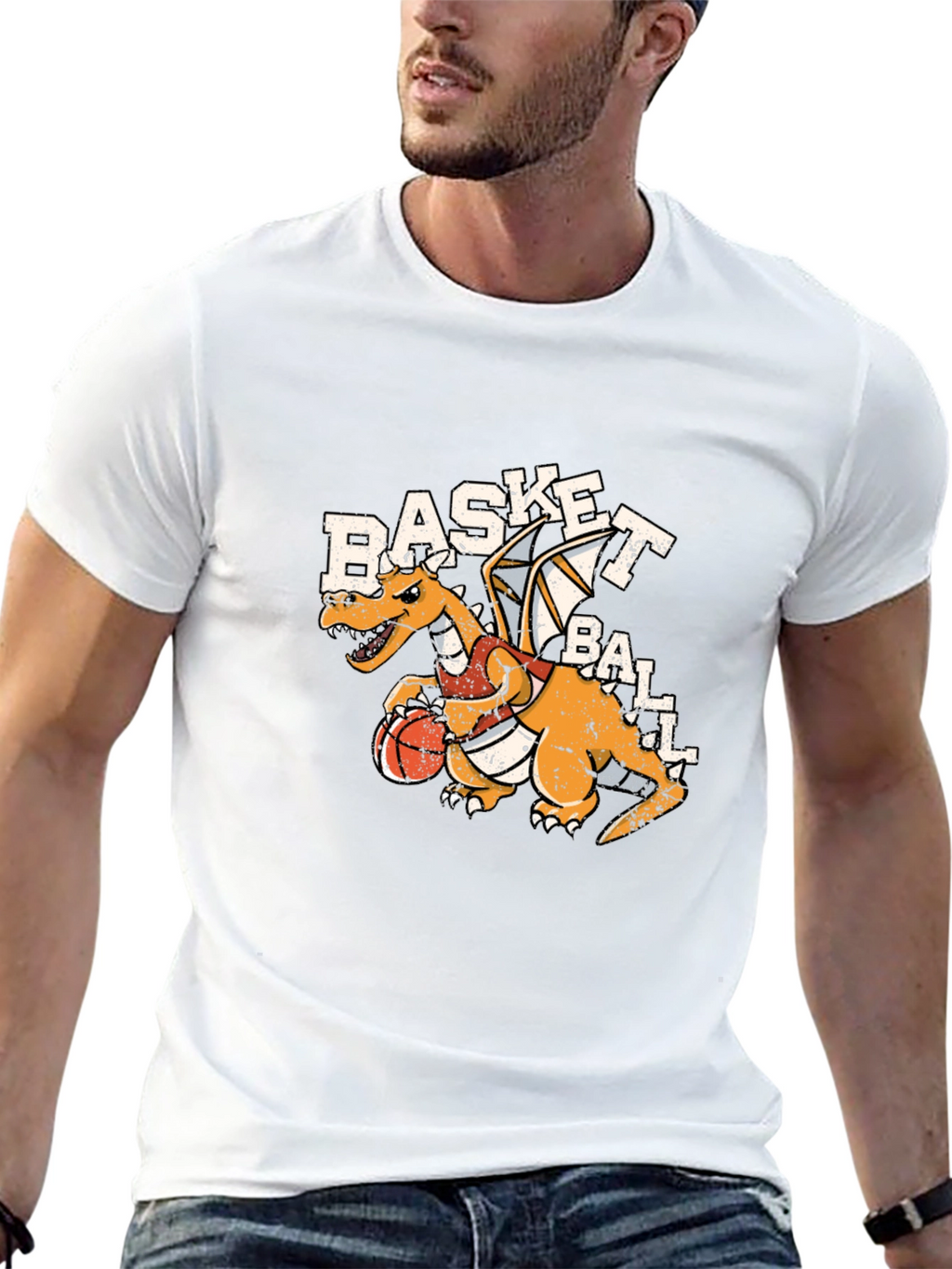 Basketball Dragon Graphic Tee - Black