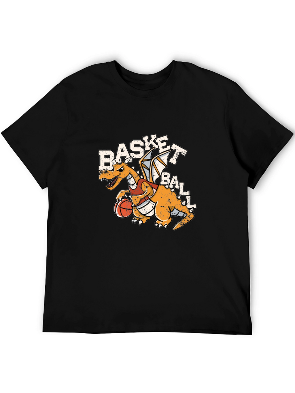 Basketball Dragon Graphic Tee - Black