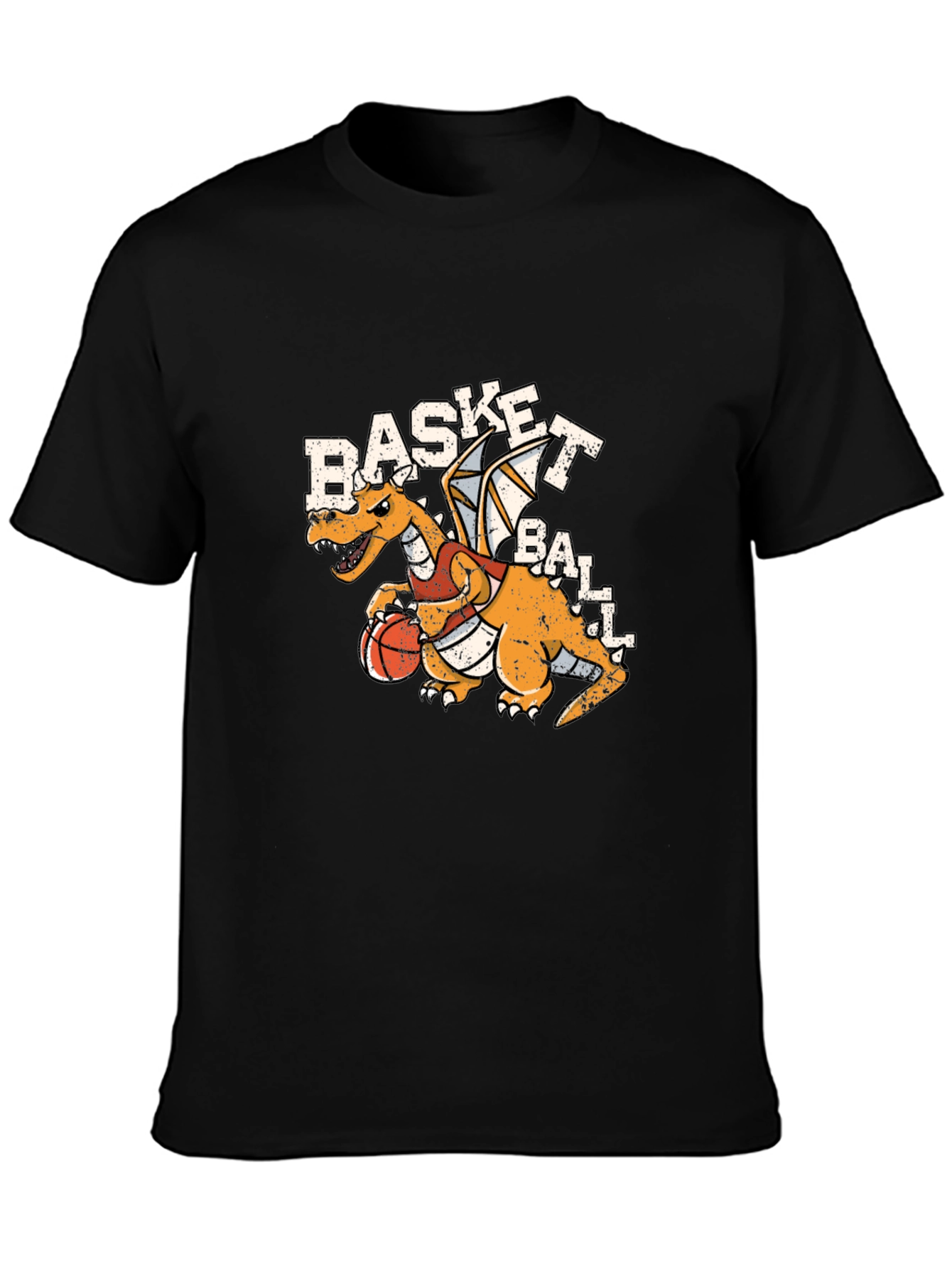 Basketball Dragon Graphic Tee - Black