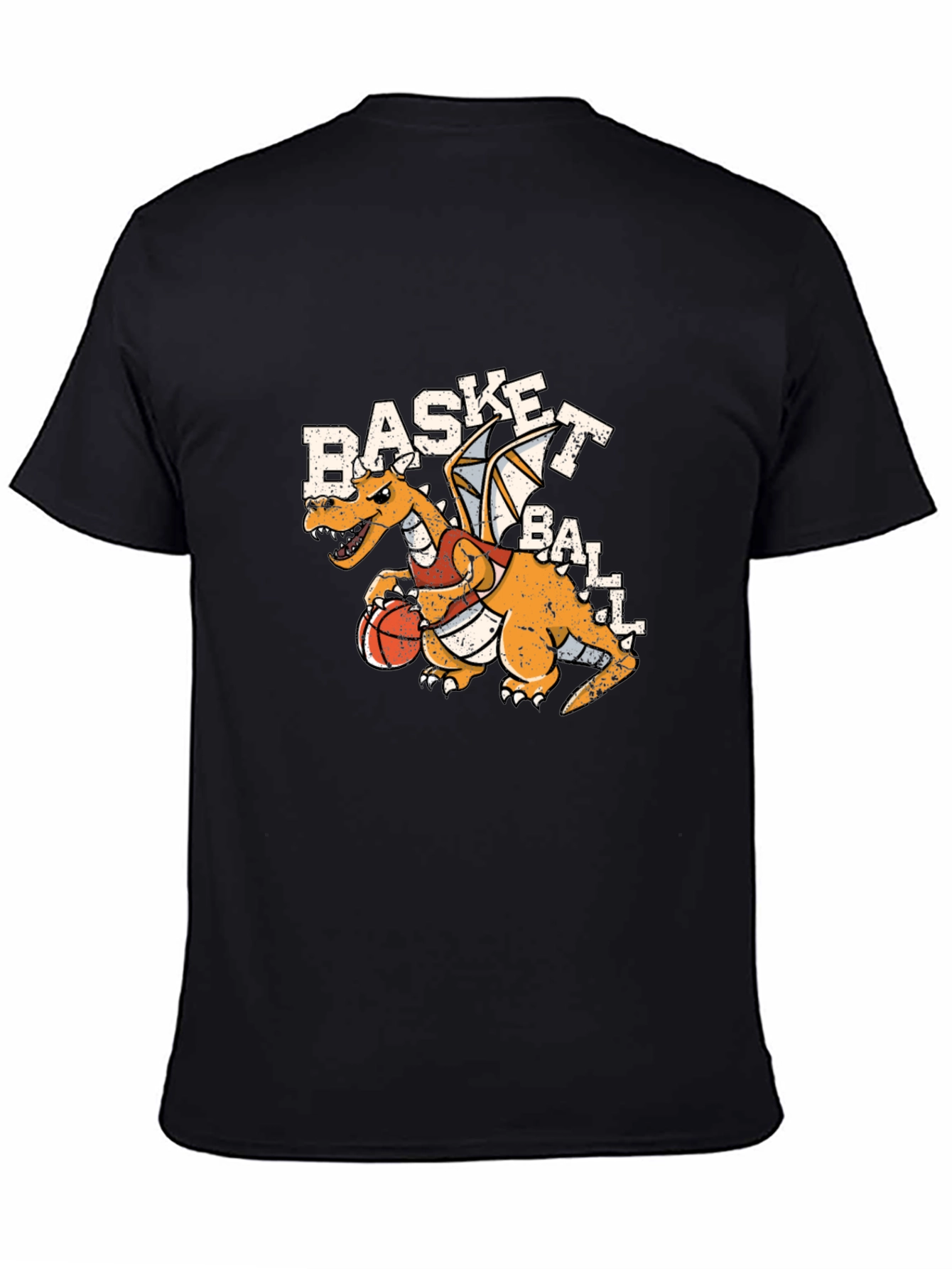 Basketball Dragon Graphic Tee - Black