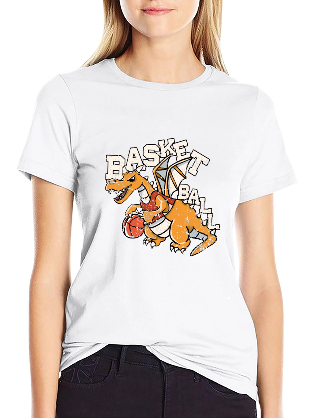 Basketball Dragon Graphic Tee - Black