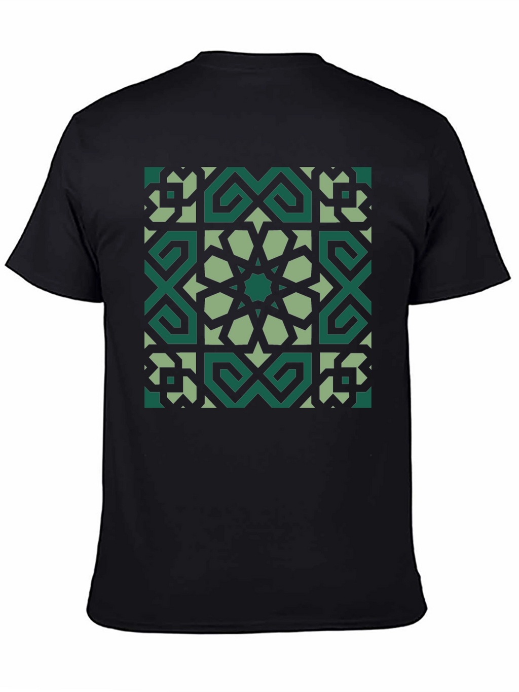 Geometric Pattern Graphic Tee - Black