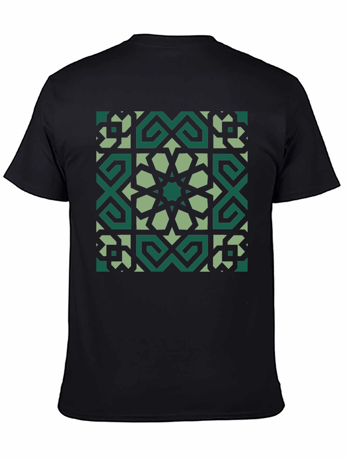 Geometric Pattern Graphic Tee - Black