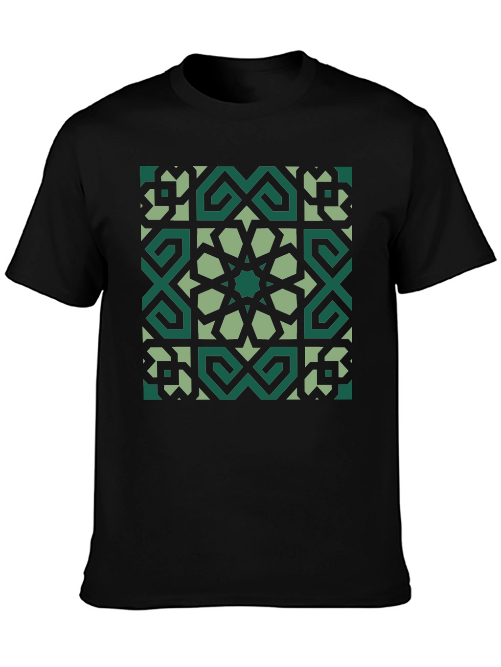 Geometric Pattern Graphic Tee - Black