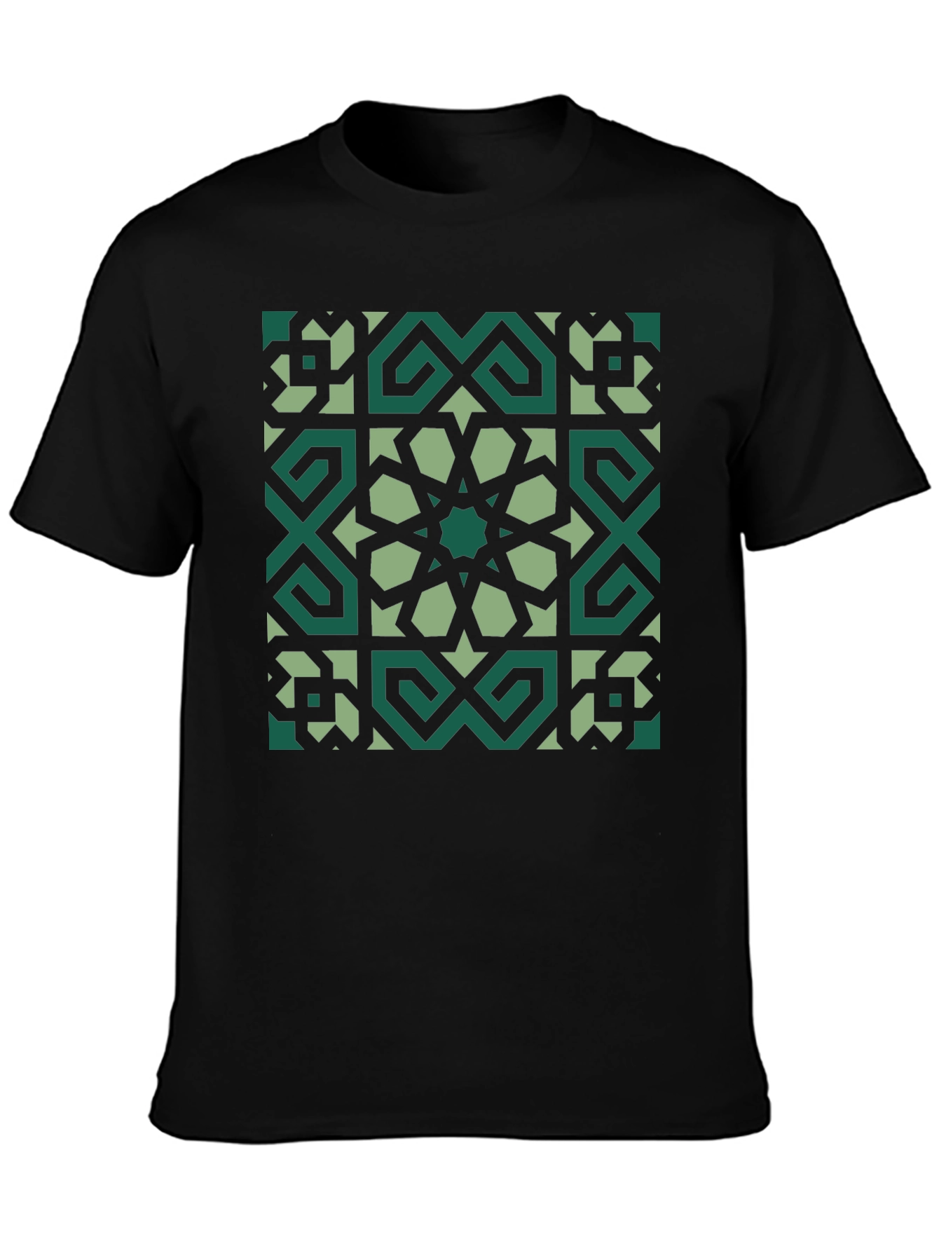 Geometric Pattern Graphic Tee - Black