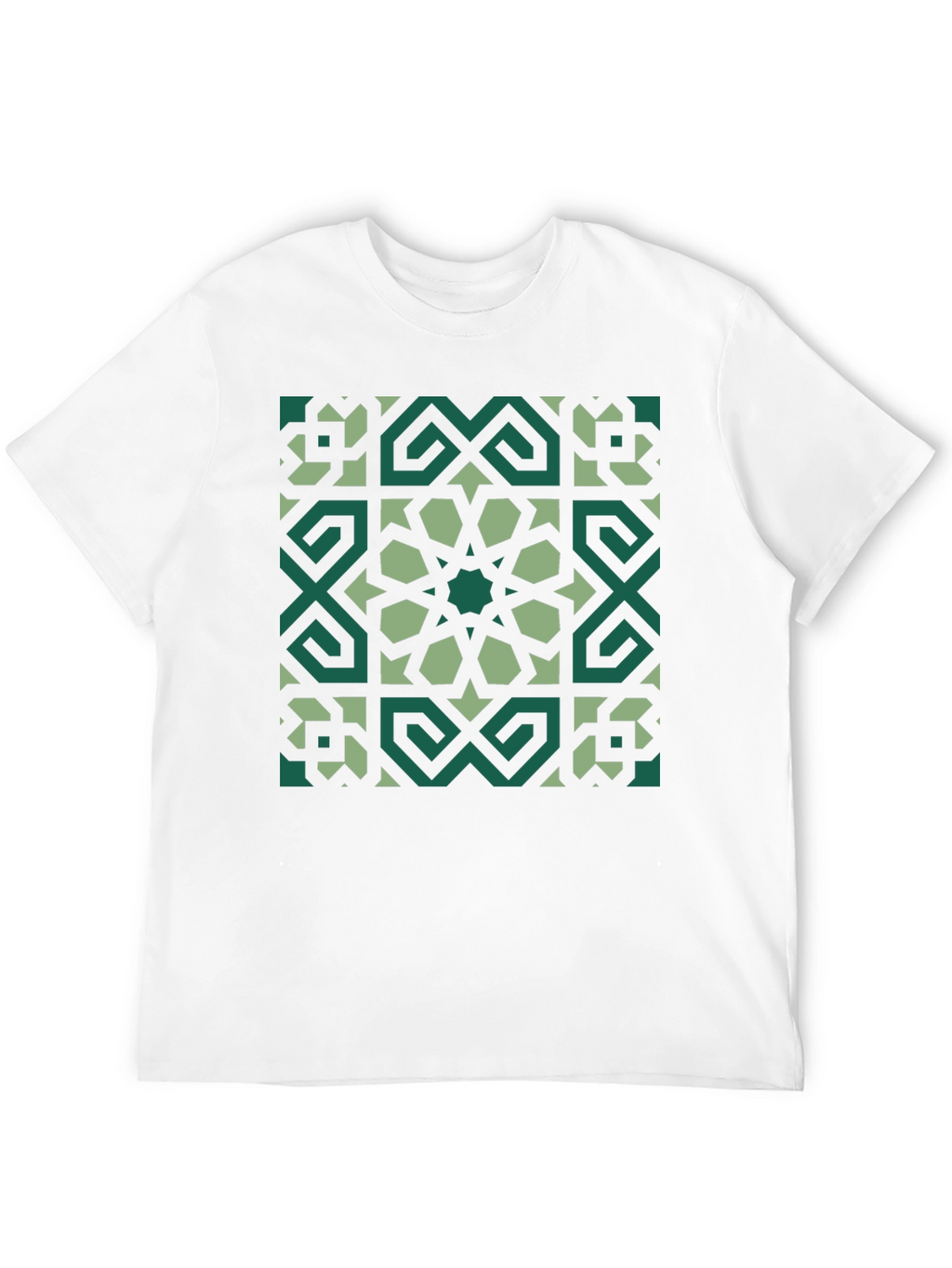 Geometric Pattern Graphic Tee - Black