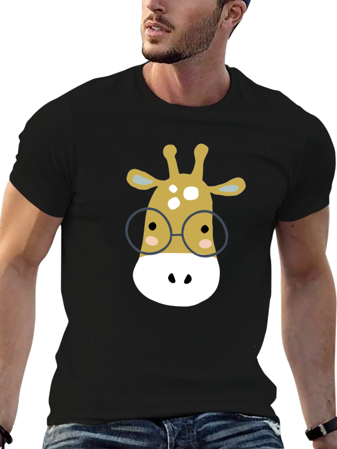 Giraffe with Glasses Graphic Tee