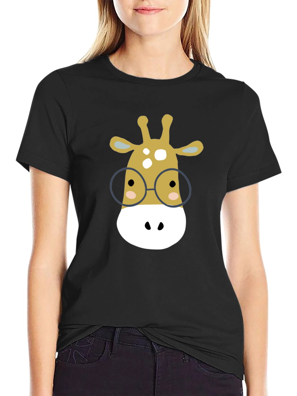 Giraffe with Glasses Graphic Tee