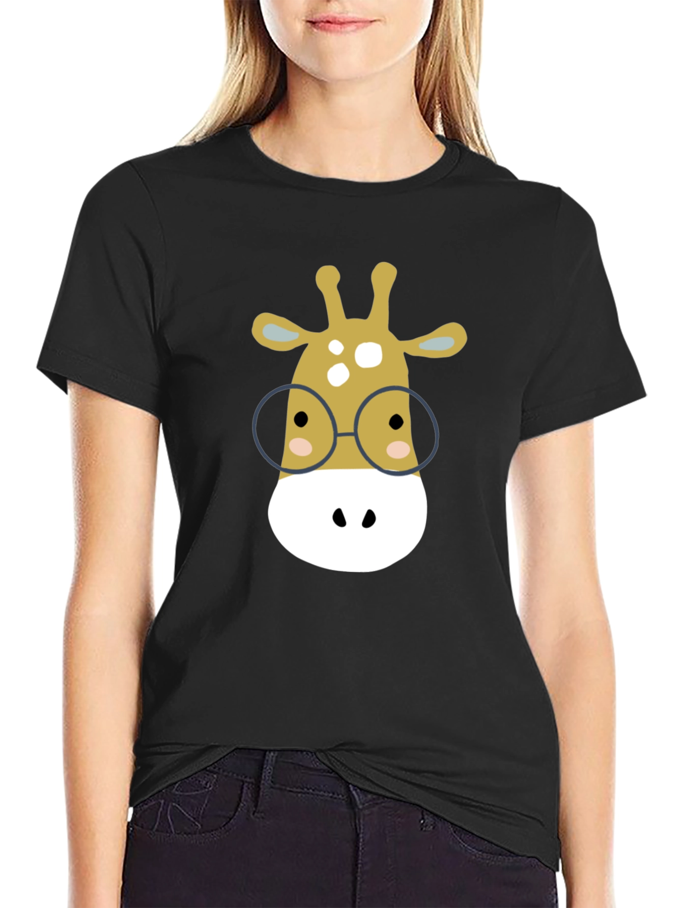 Giraffe with Glasses Graphic Tee