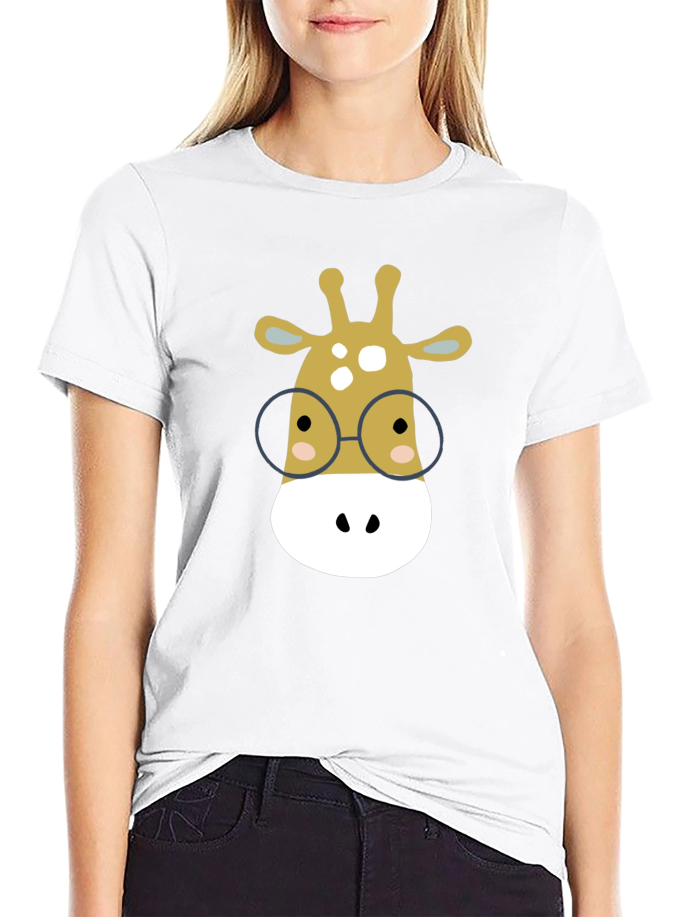 Giraffe with Glasses Graphic Tee
