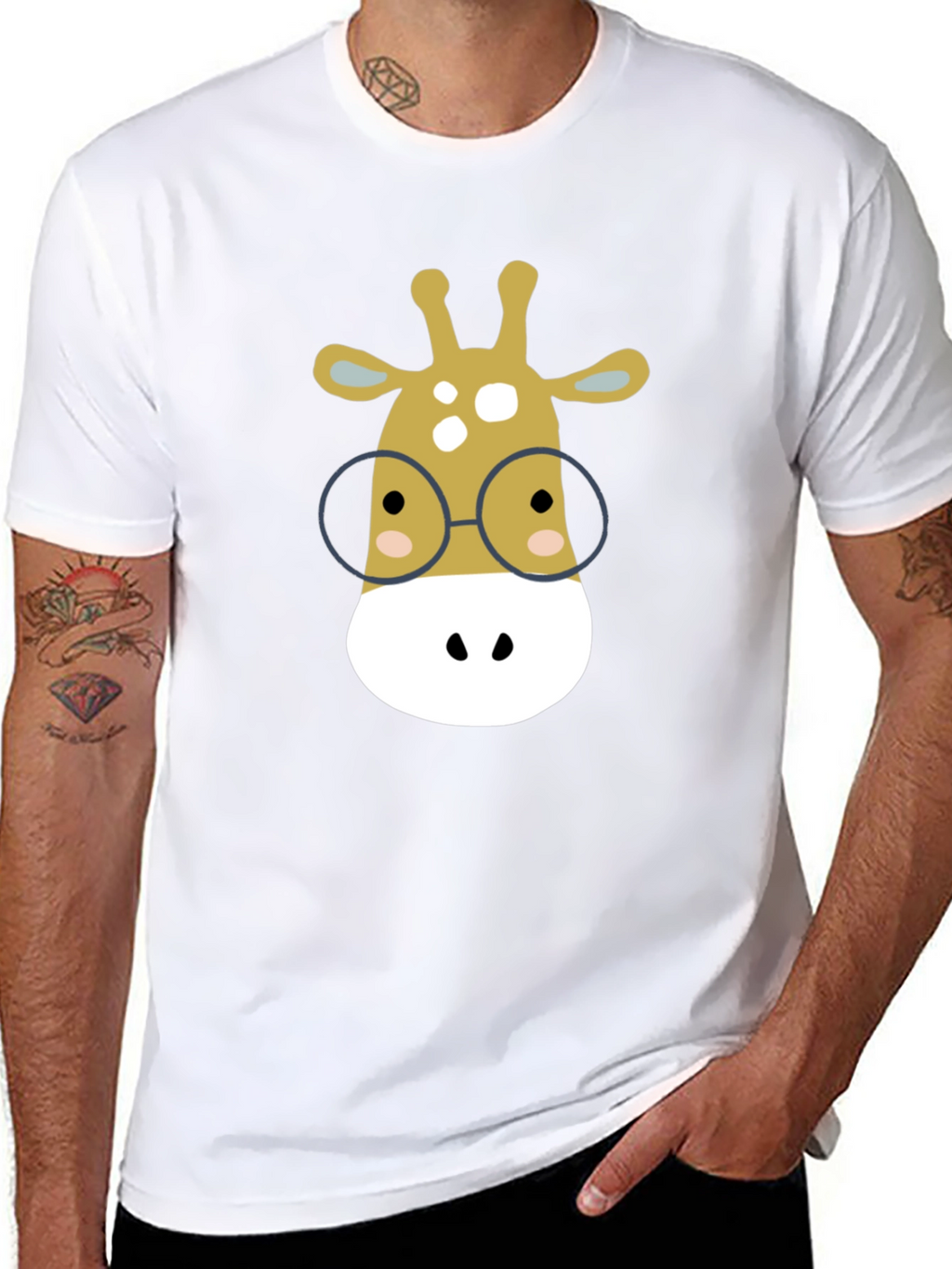 Giraffe with Glasses Graphic Tee