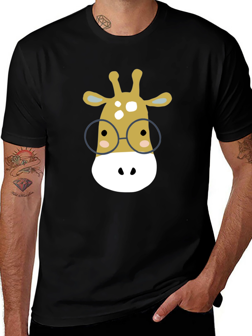 Giraffe with Glasses Graphic Tee