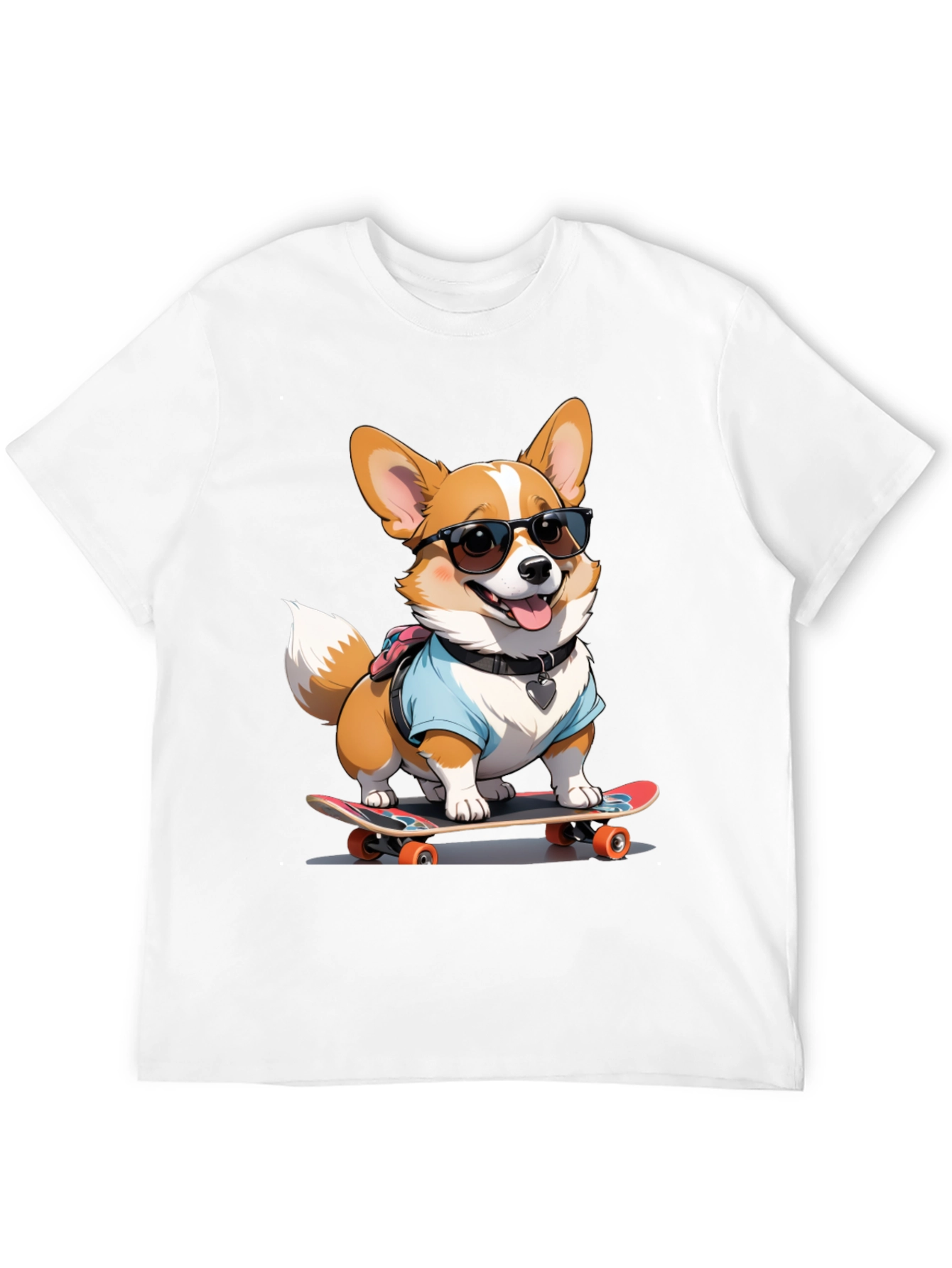 Cool Corgi Skateboard Tee - Graphic Black T-Shirt