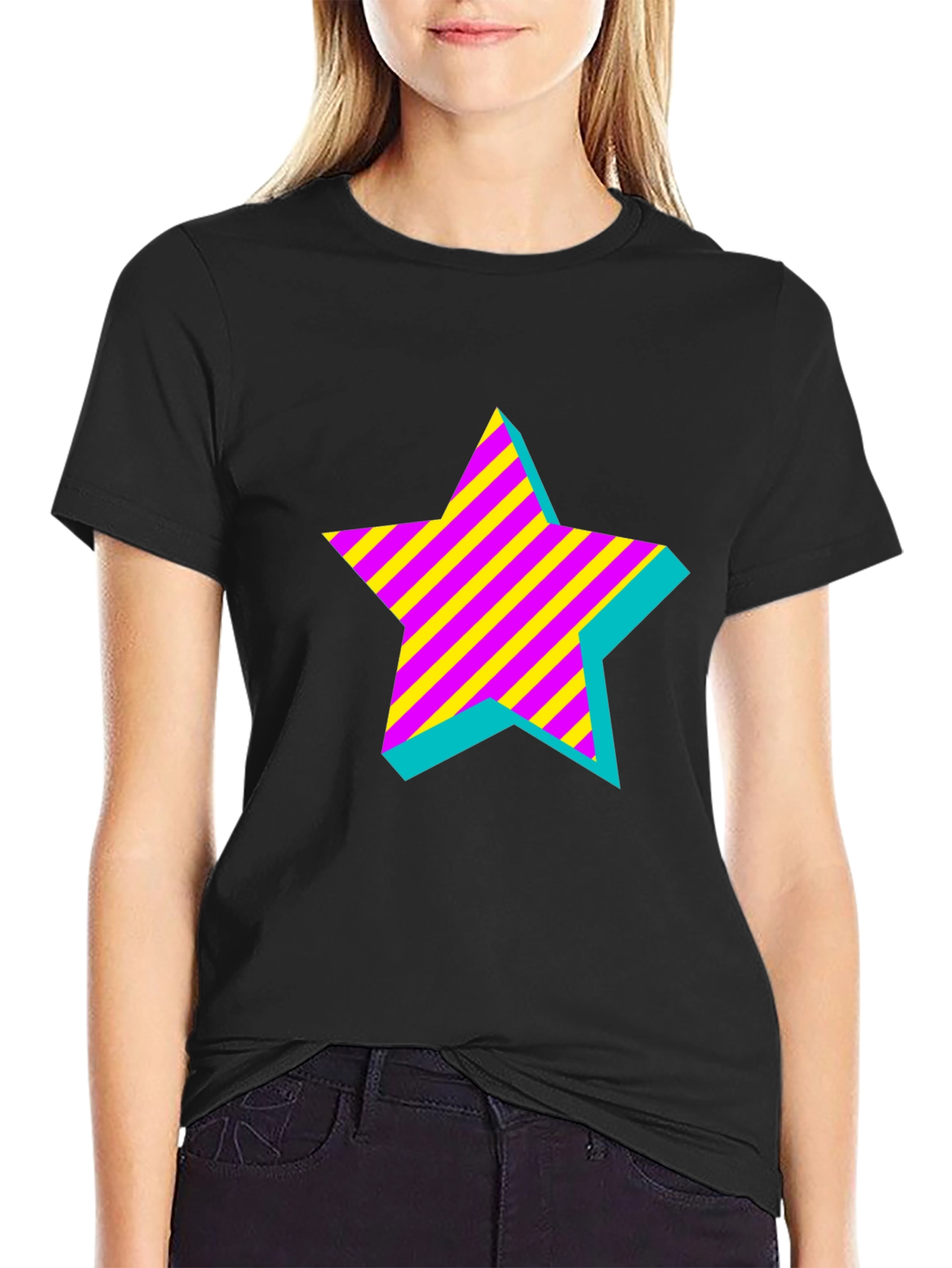 Retro Star Graphic Black T-Shirt