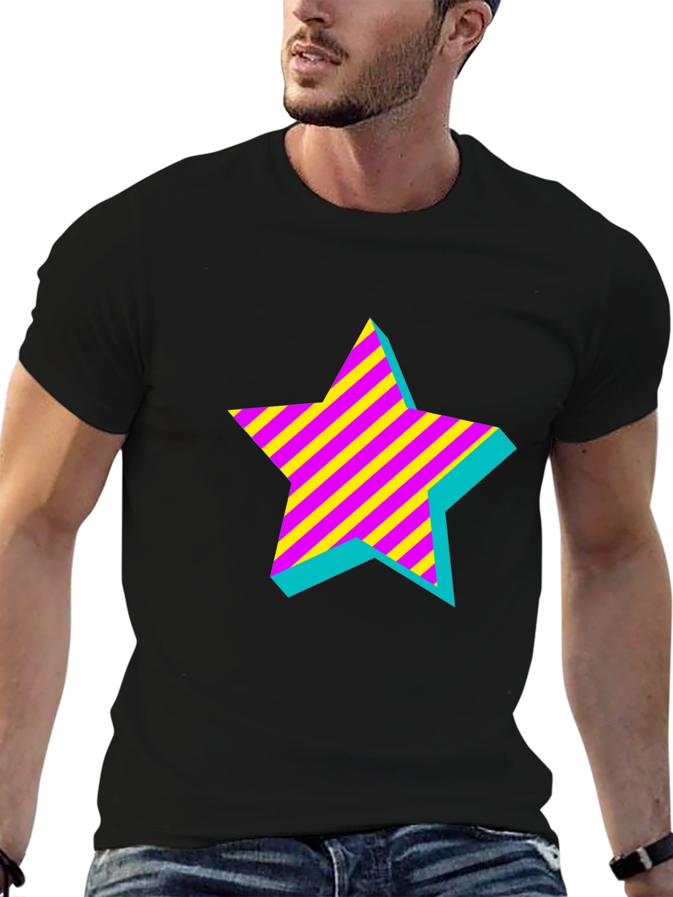 Retro Star Graphic Black T-Shirt