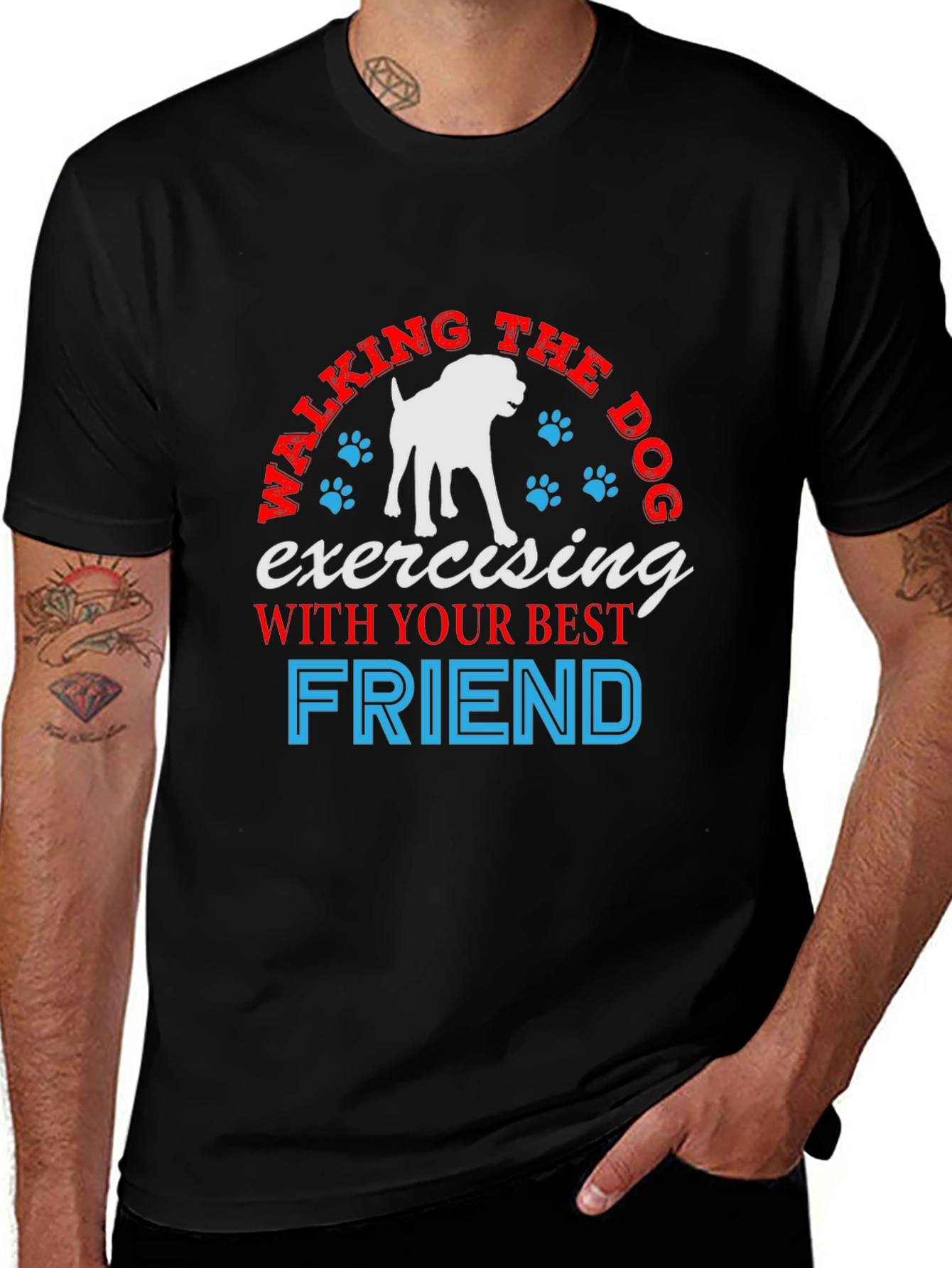 Walking the Dog Graphic Tee - Best Friend Exercise Shirt