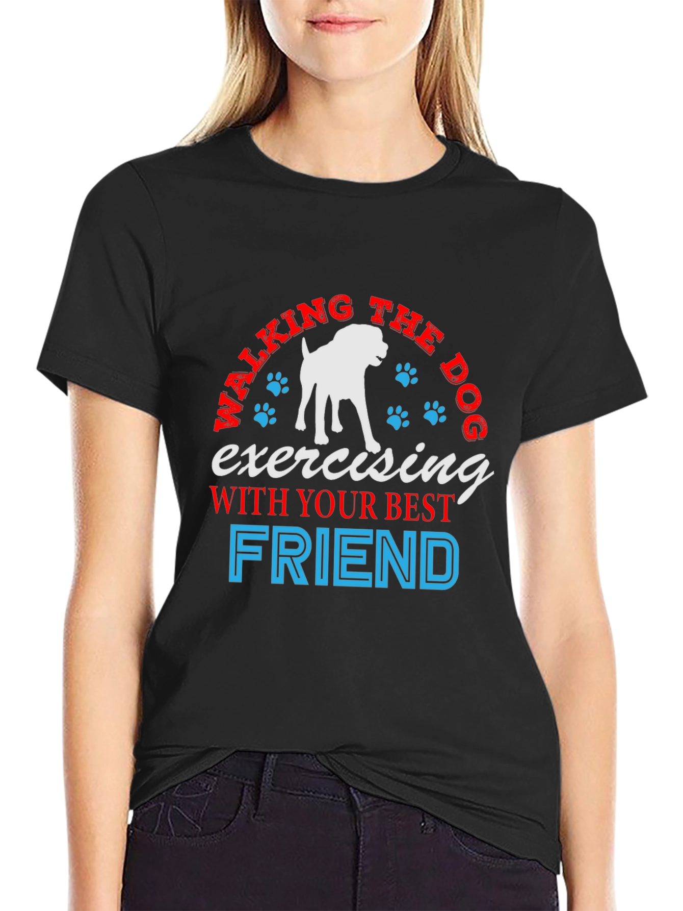 Walking the Dog Graphic Tee - Best Friend Exercise Shirt