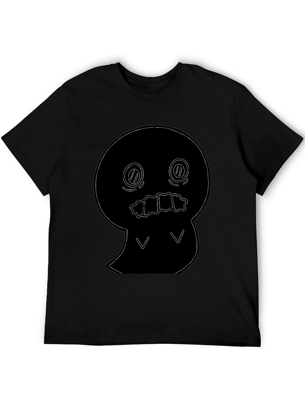 Black T-Shirt with Cute Ghost Outline Graphic