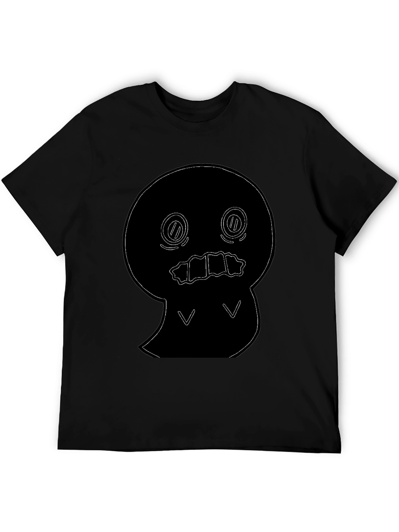 Black T-Shirt with Cute Ghost Outline Graphic