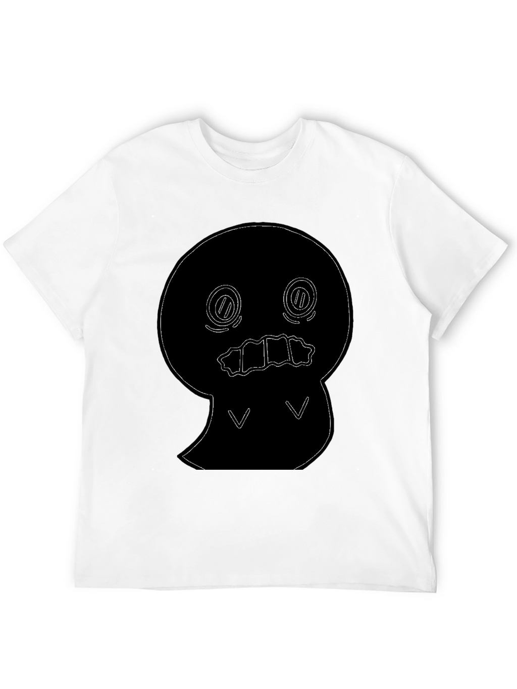Black T-Shirt with Cute Ghost Outline Graphic