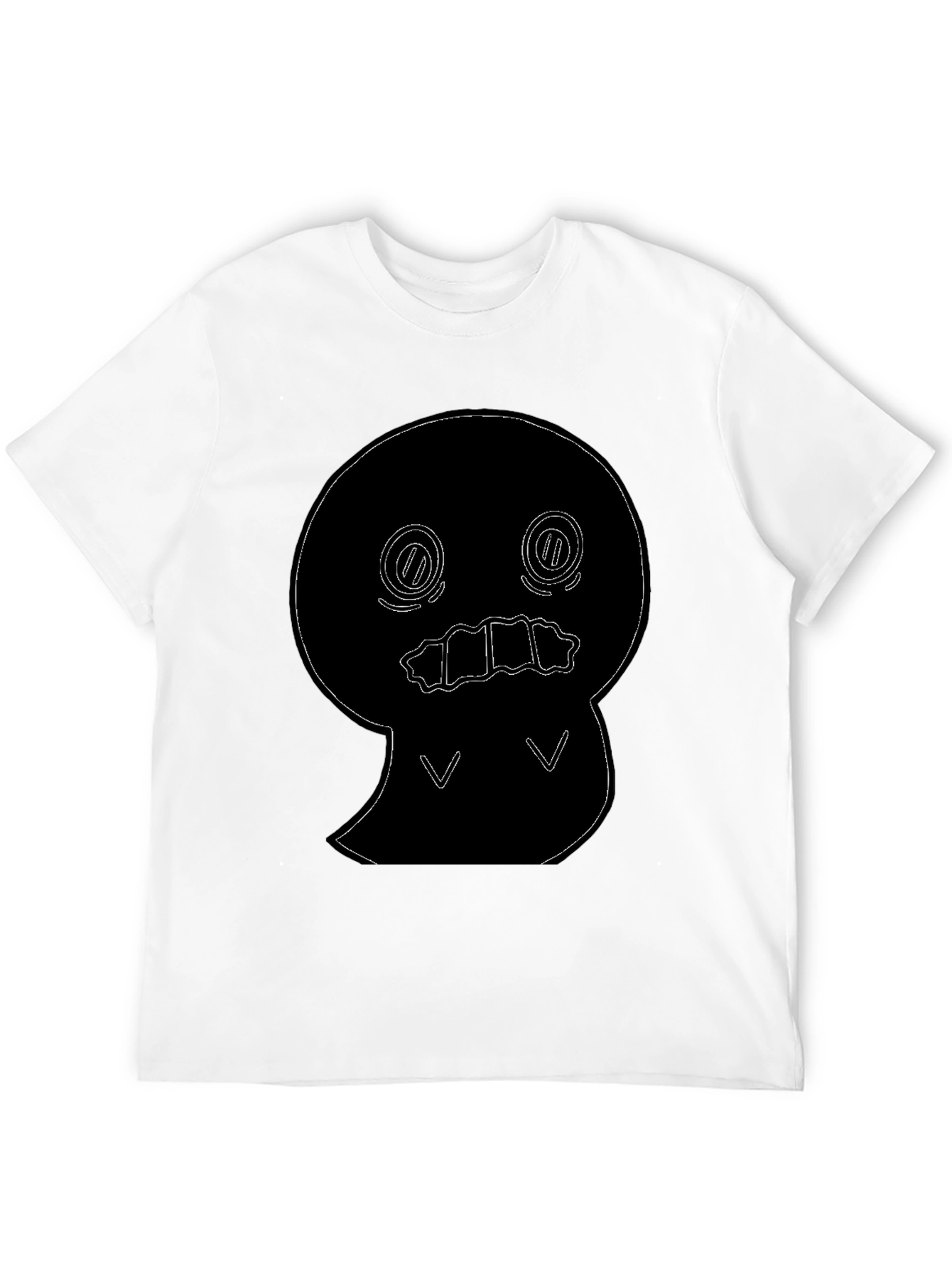 Black T-Shirt with Cute Ghost Outline Graphic