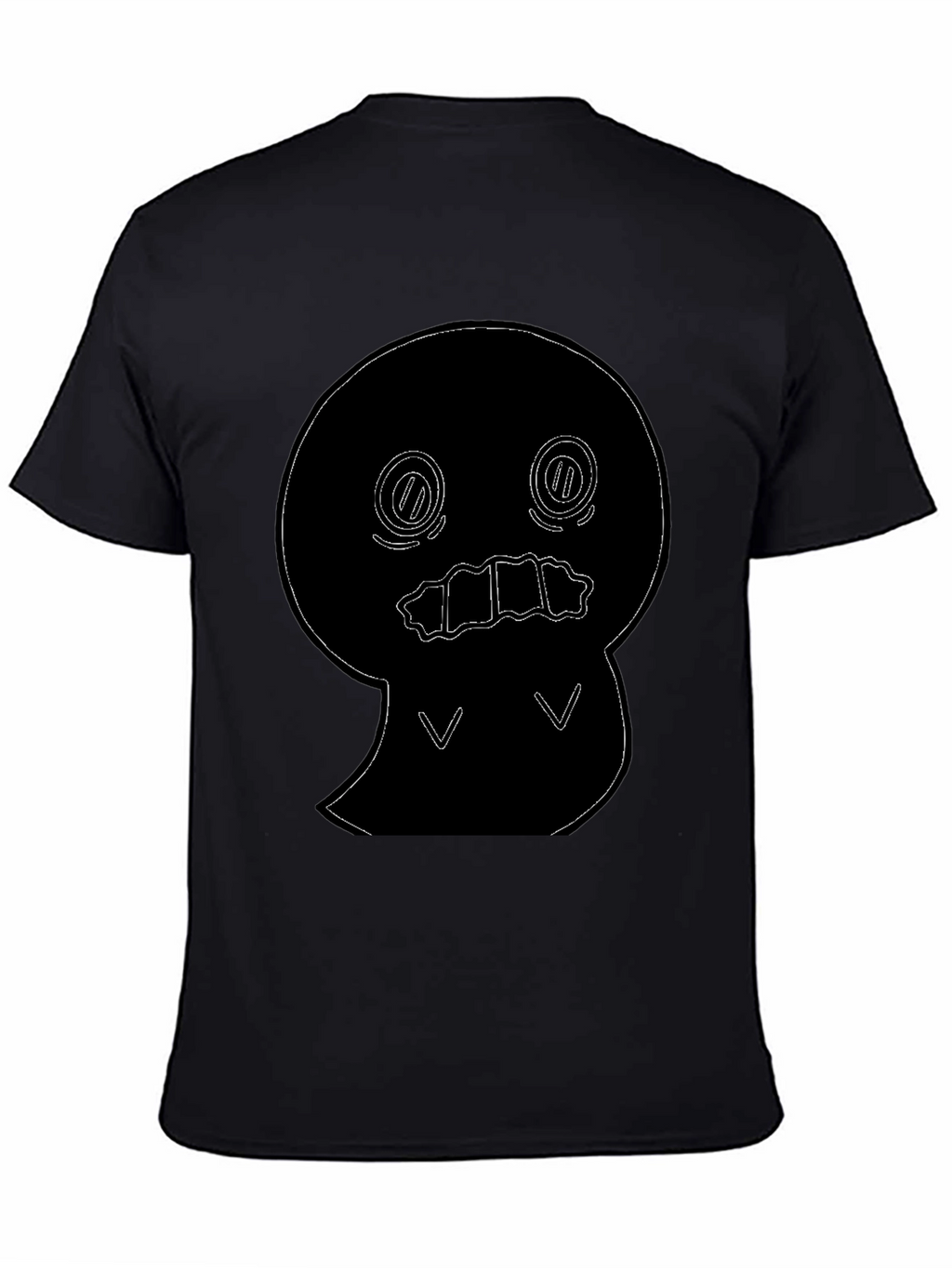 Black T-Shirt with Cute Ghost Outline Graphic