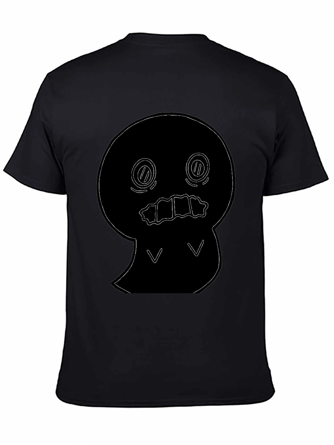 Black T-Shirt with Cute Ghost Outline Graphic