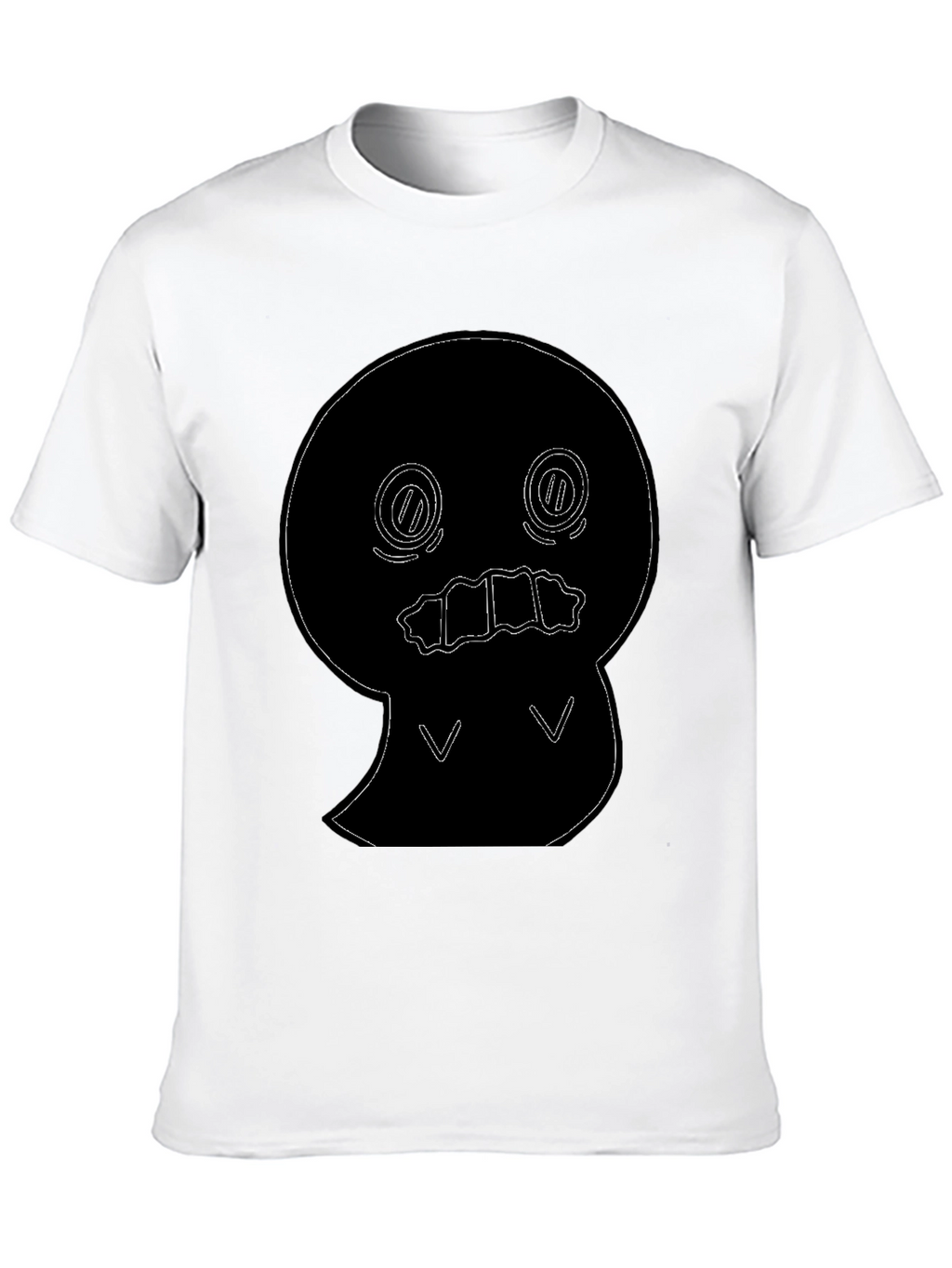 Black T-Shirt with Cute Ghost Outline Graphic