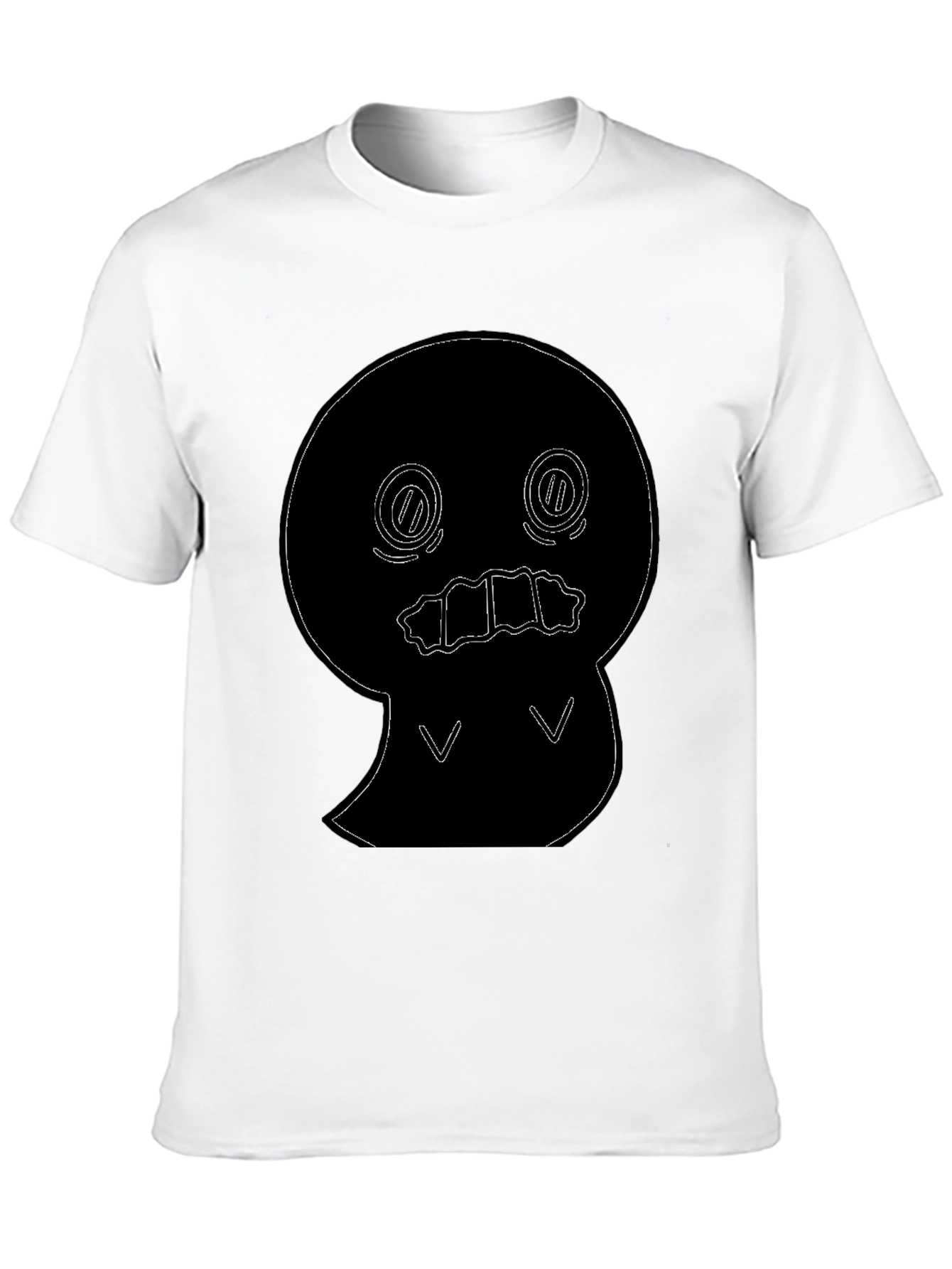 Black T-Shirt with Cute Ghost Outline Graphic