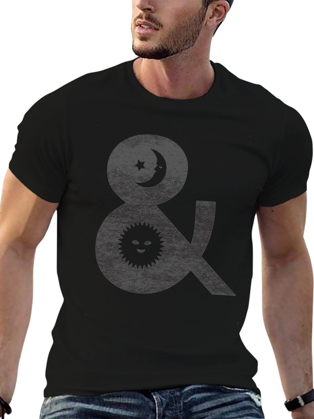 Celestial Symbol Graphic Tee - Black