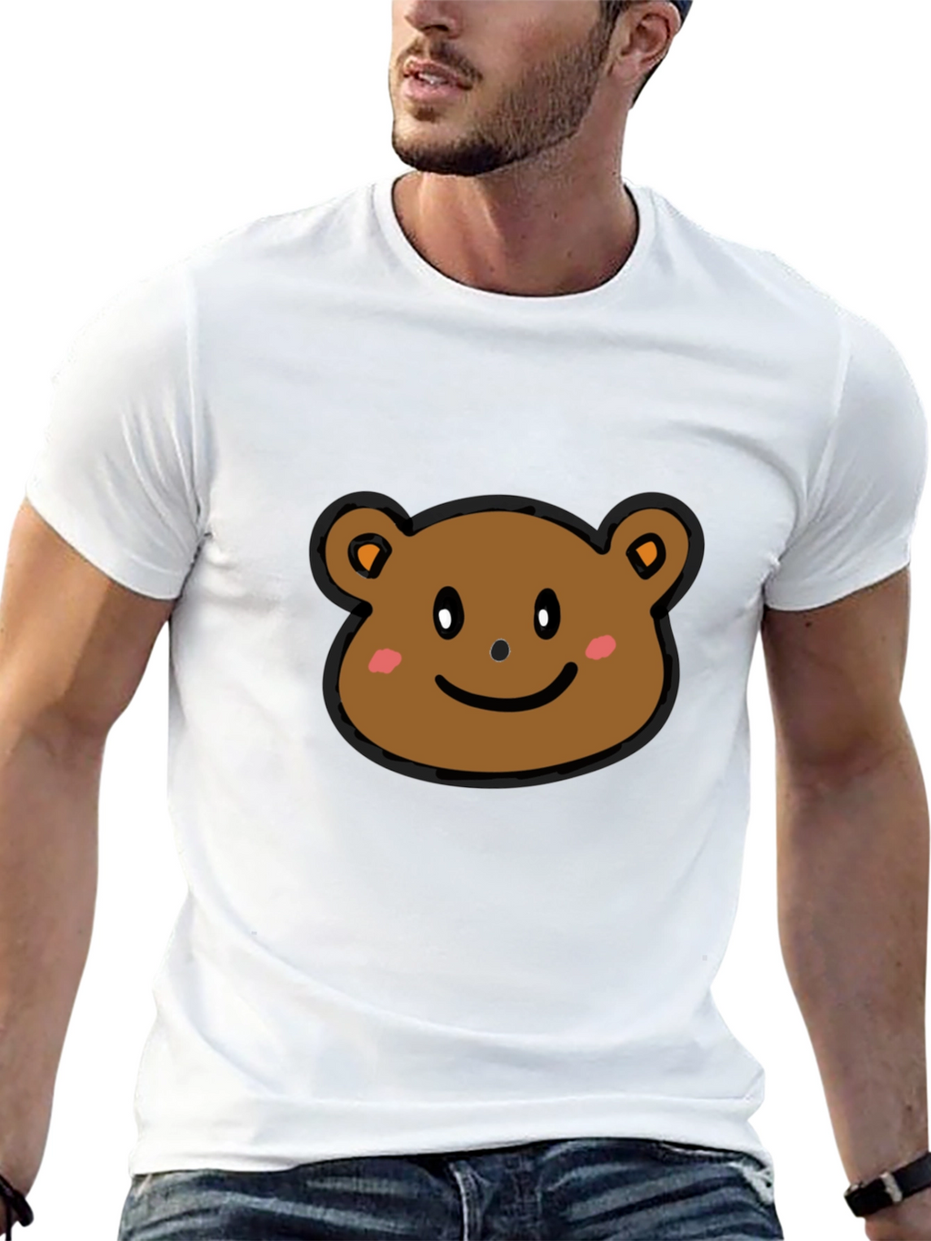 Cute Bear Graphic T-Shirt - Black Cotton Tee