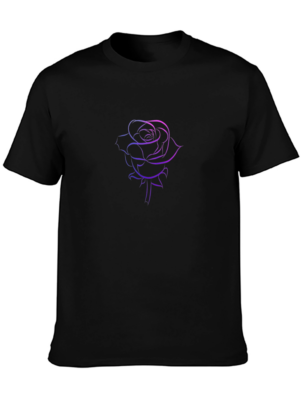 Rose Outline Graphic Tee - Stylish Black T-Shirt