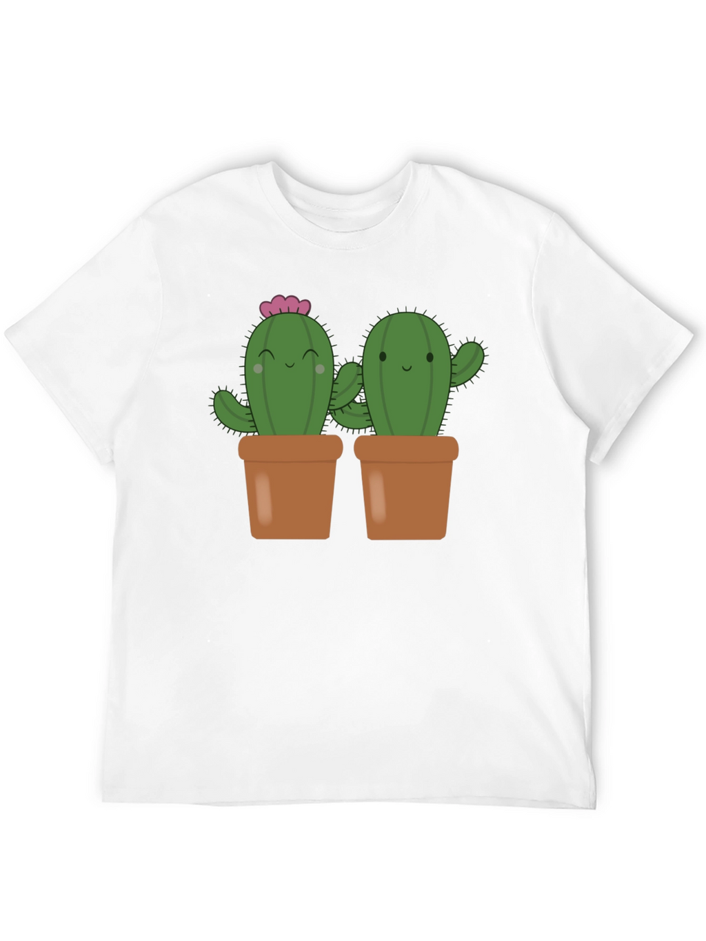 Cute Cactus in Pots Black T-Shirt