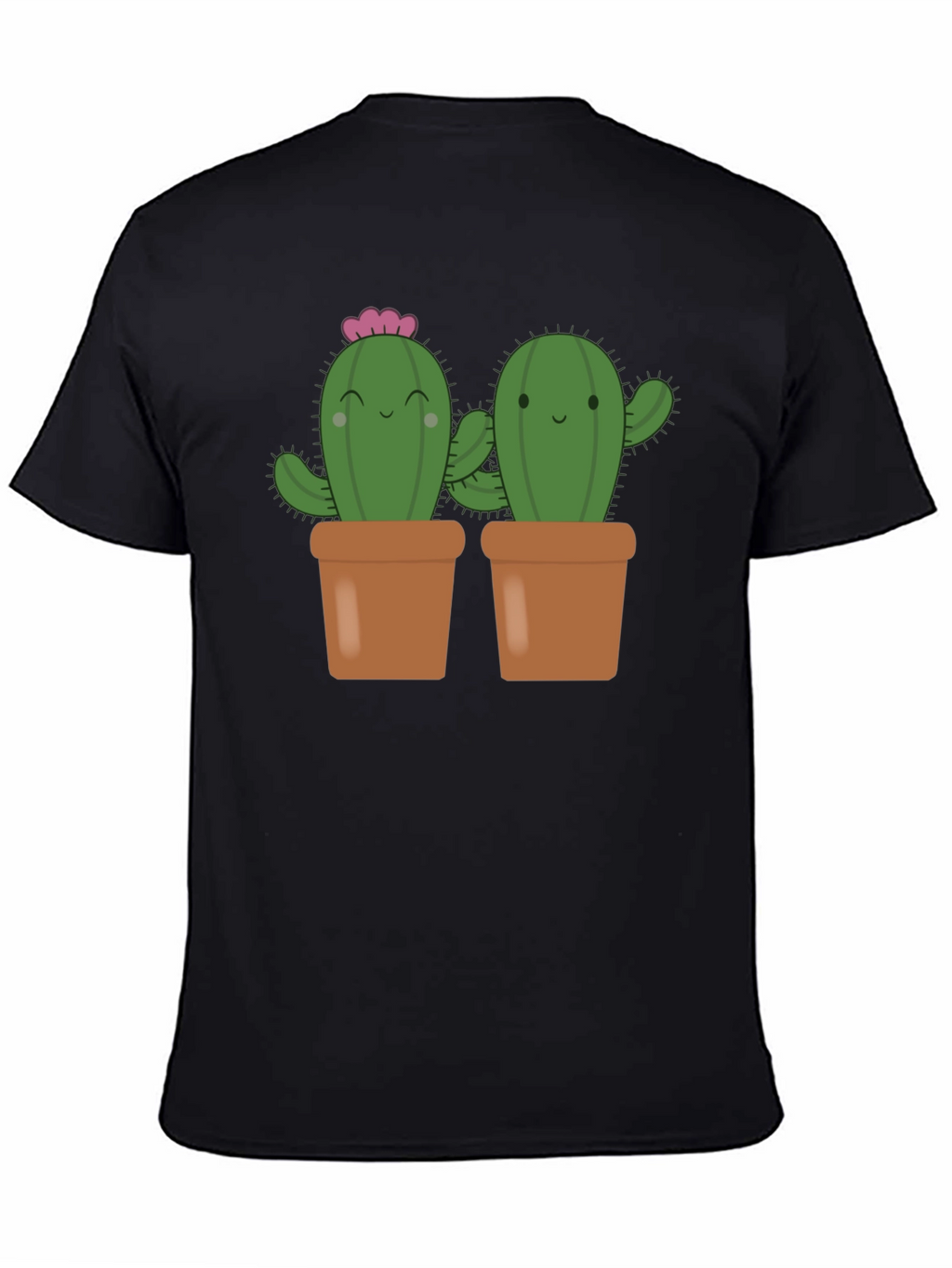 Cute Cactus in Pots Black T-Shirt
