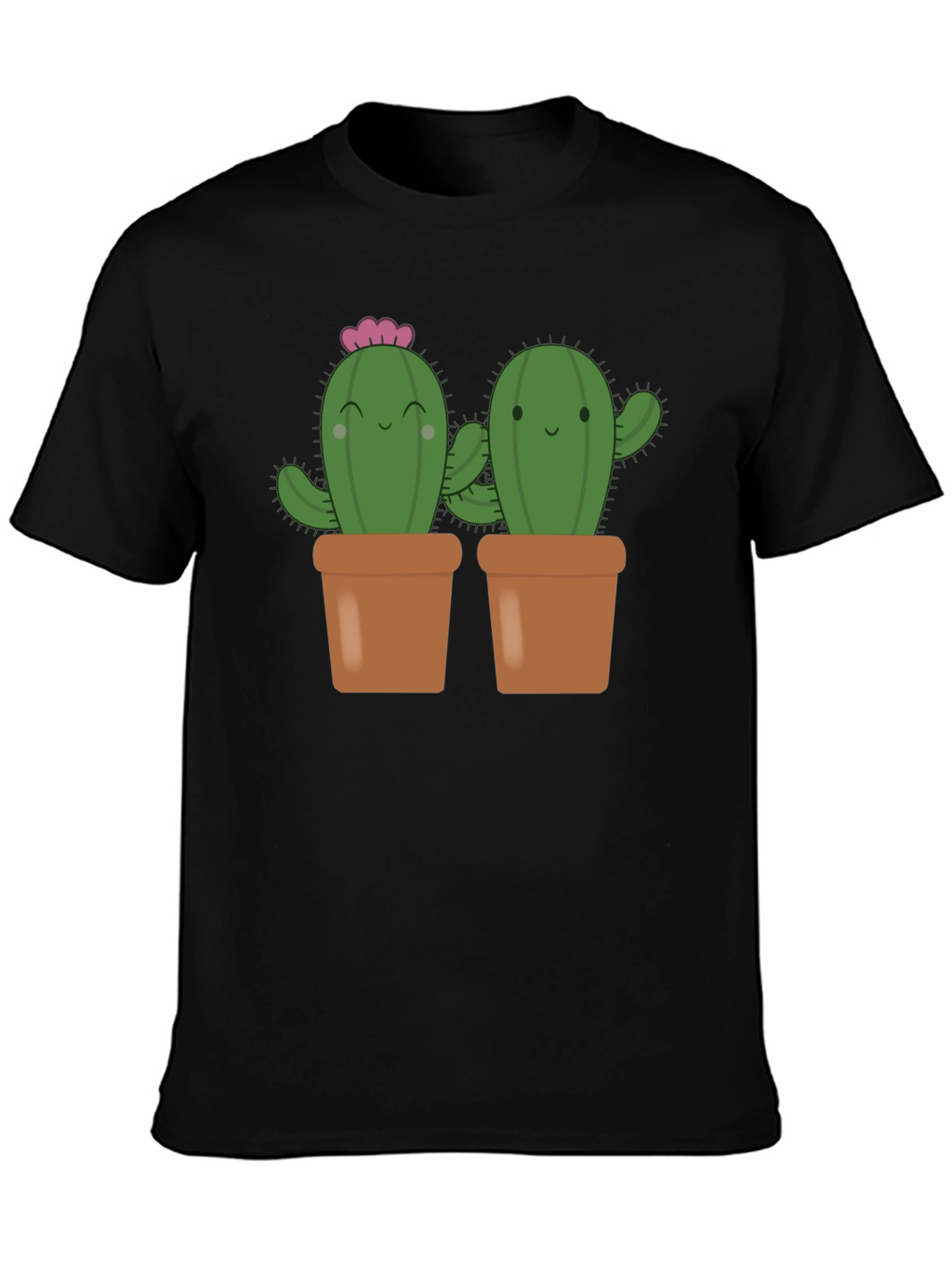 Cute Cactus in Pots Black T-Shirt