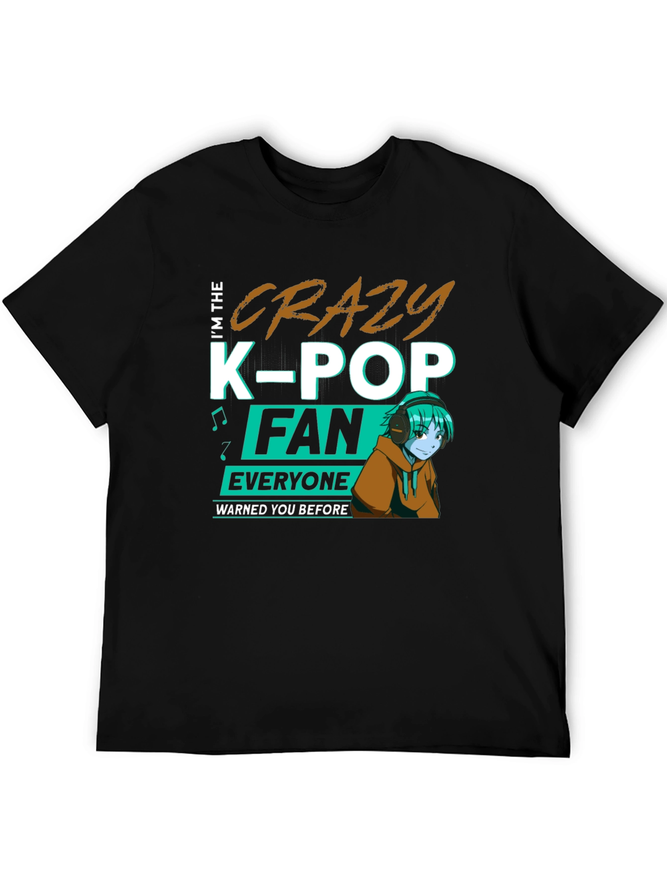 Crazy K-Pop Fan Black T-Shirt