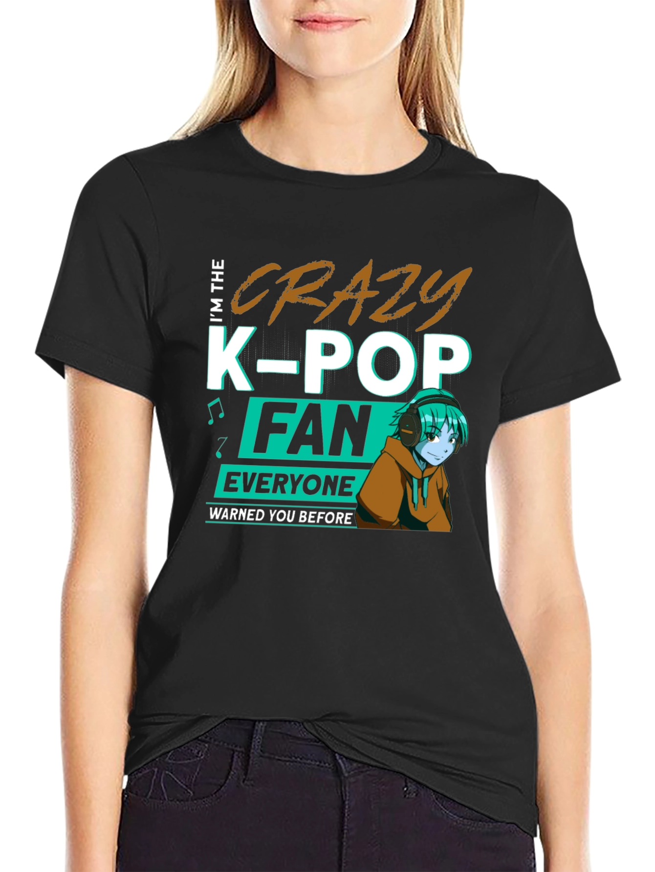 Crazy K-Pop Fan Black T-Shirt
