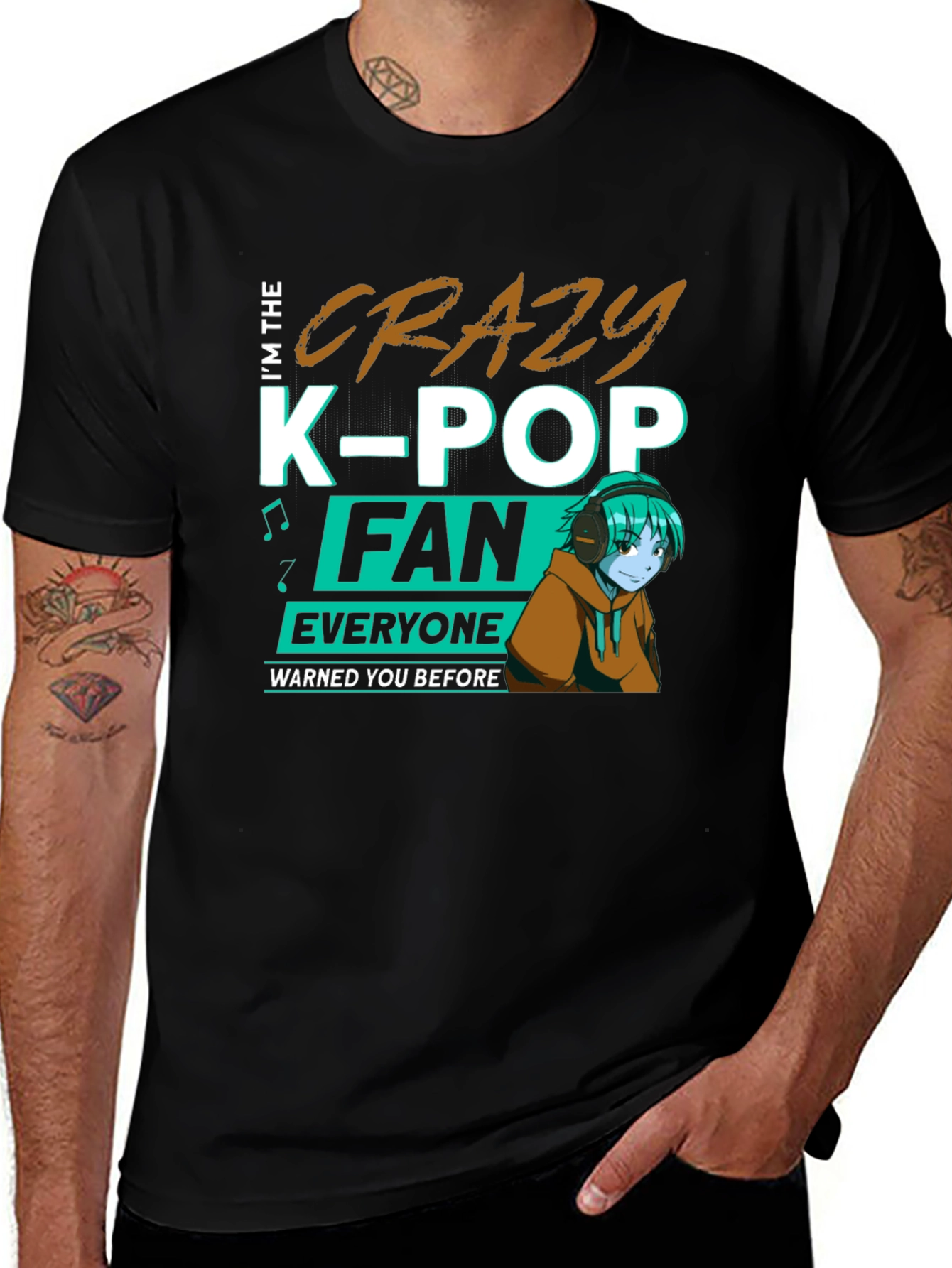 Crazy K-Pop Fan Black T-Shirt