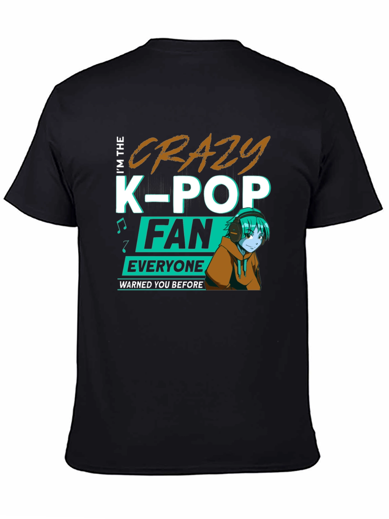 Crazy K-Pop Fan Black T-Shirt