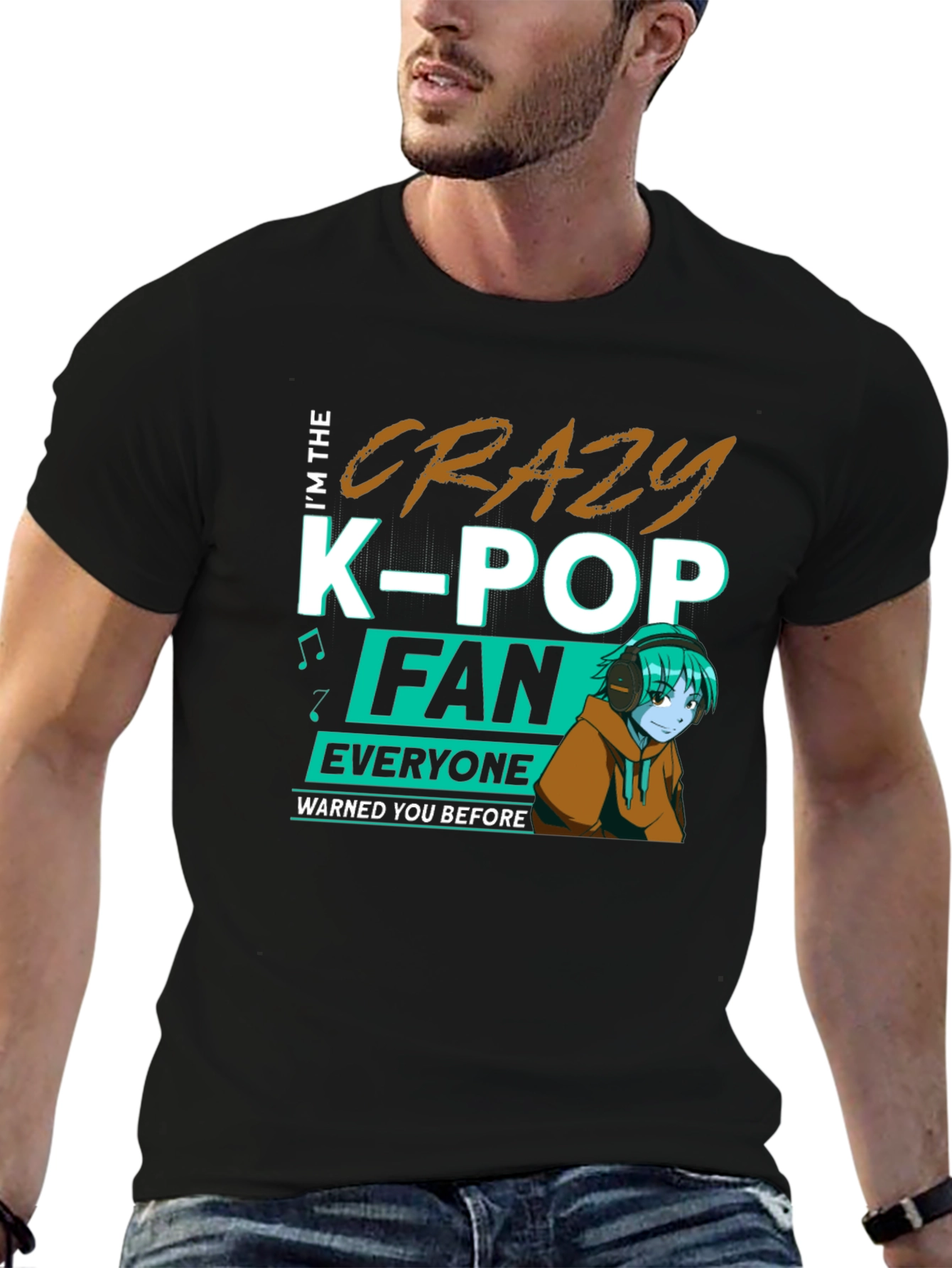 Crazy K-Pop Fan Black T-Shirt