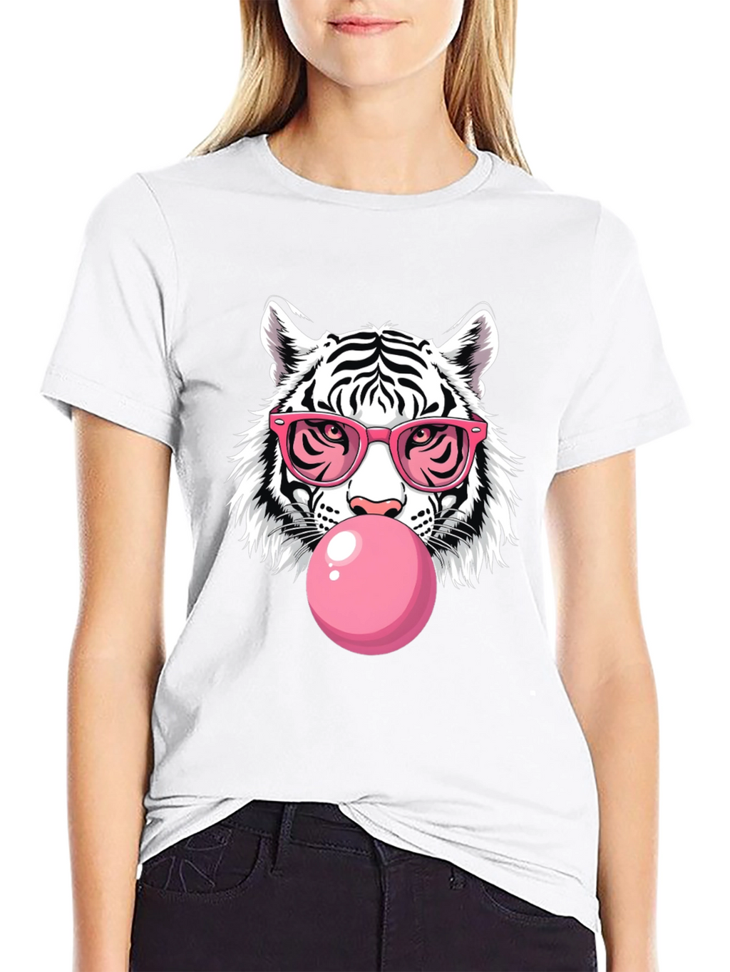Cool Tiger Graphic Tee - Pink Bubblegum & Shades