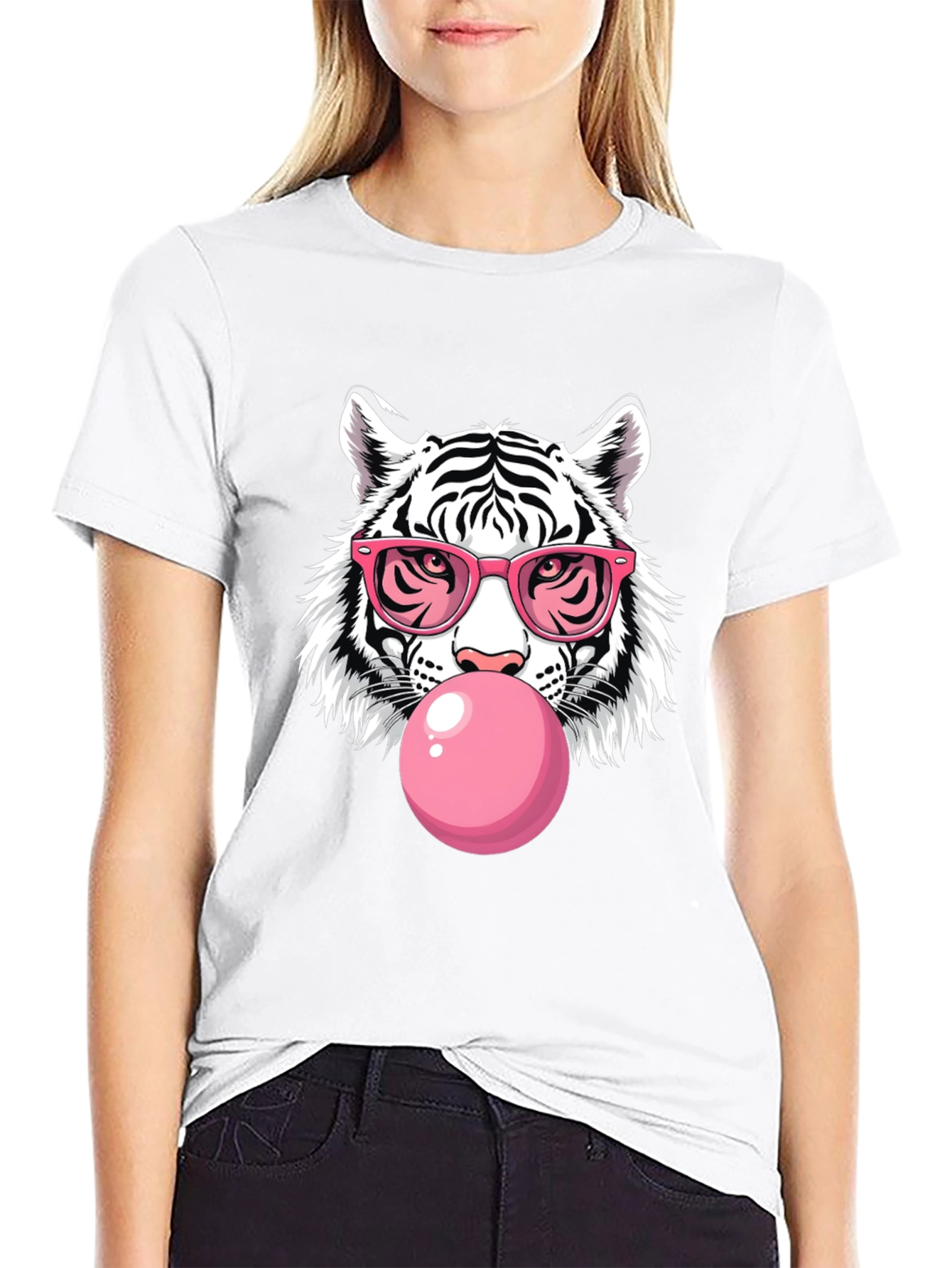 Cool Tiger Graphic Tee - Pink Bubblegum & Shades