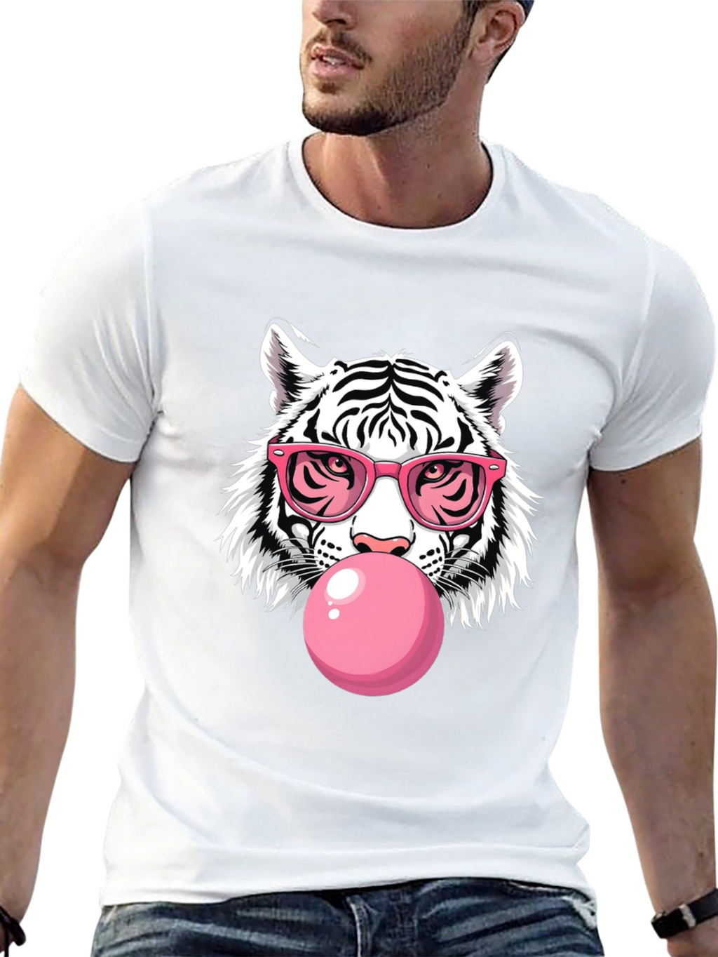Cool Tiger Graphic Tee - Pink Bubblegum & Shades