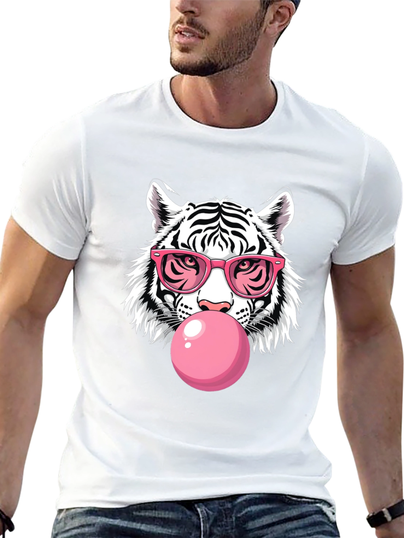 Cool Tiger Graphic Tee - Pink Bubblegum & Shades