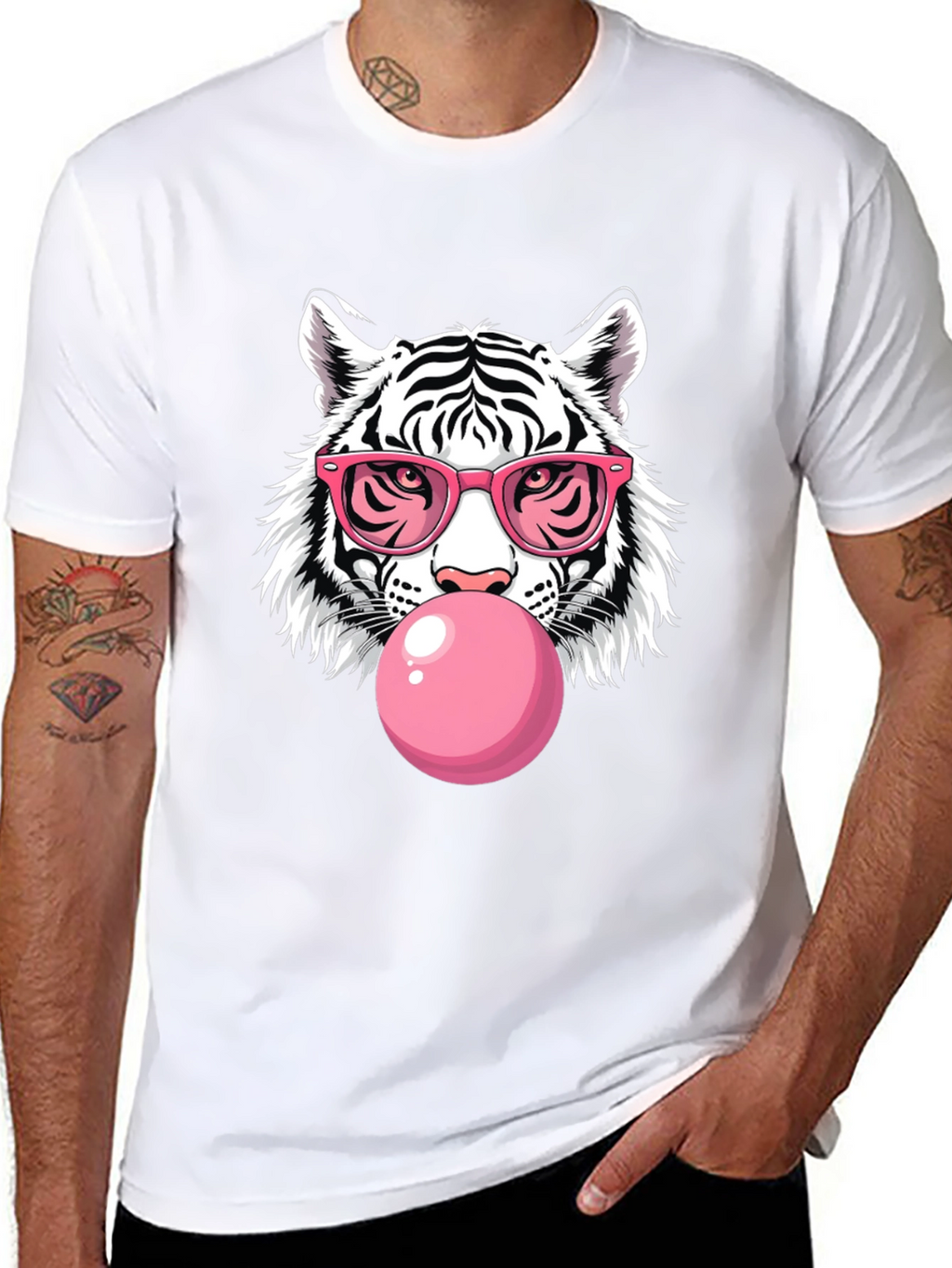 Cool Tiger Graphic Tee - Pink Bubblegum & Shades