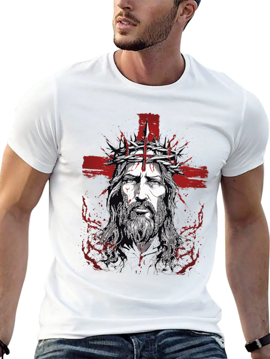 Mens Jesus Graphic Print T-Shirt